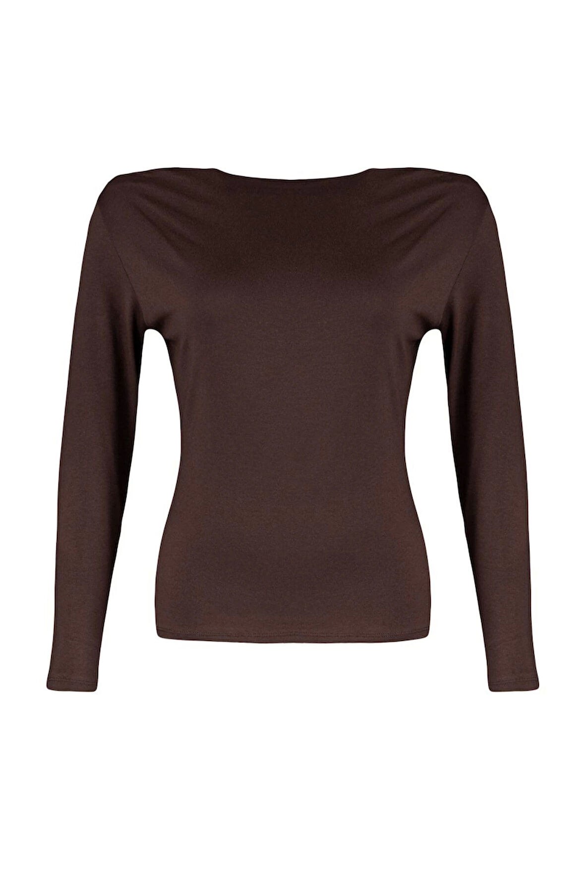 Moda Büyük Beden Carmen Yaka Örme Fit Düz Desen Casual Günlük Regular Uzun Kol Bluz