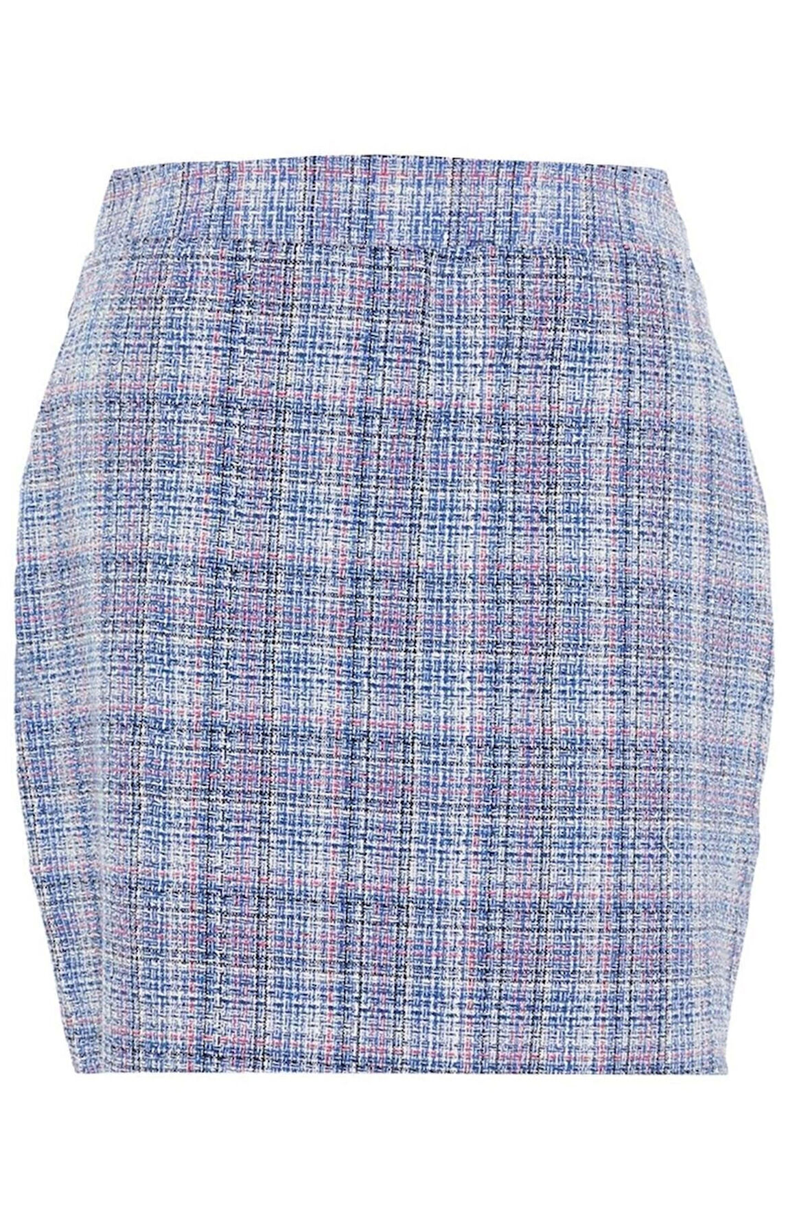Moda Büyük Beden Regular Ekose Desen Günlük Mini Boy Ekose Şönil Dokuma Etek