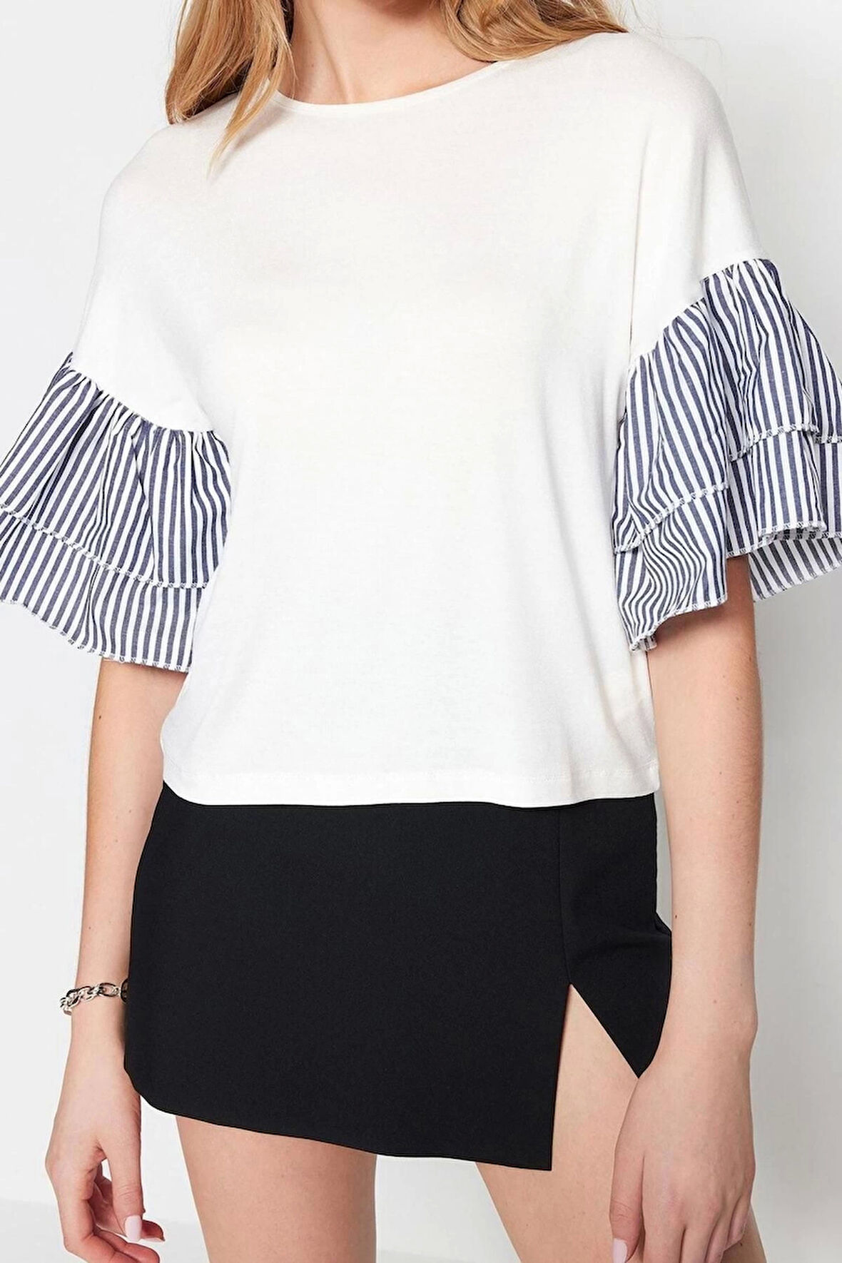 Moda Bisiklet Yaka Örme Regular Düz Desen Casual Günlük Regular Truvakar Kol Kol Bluz