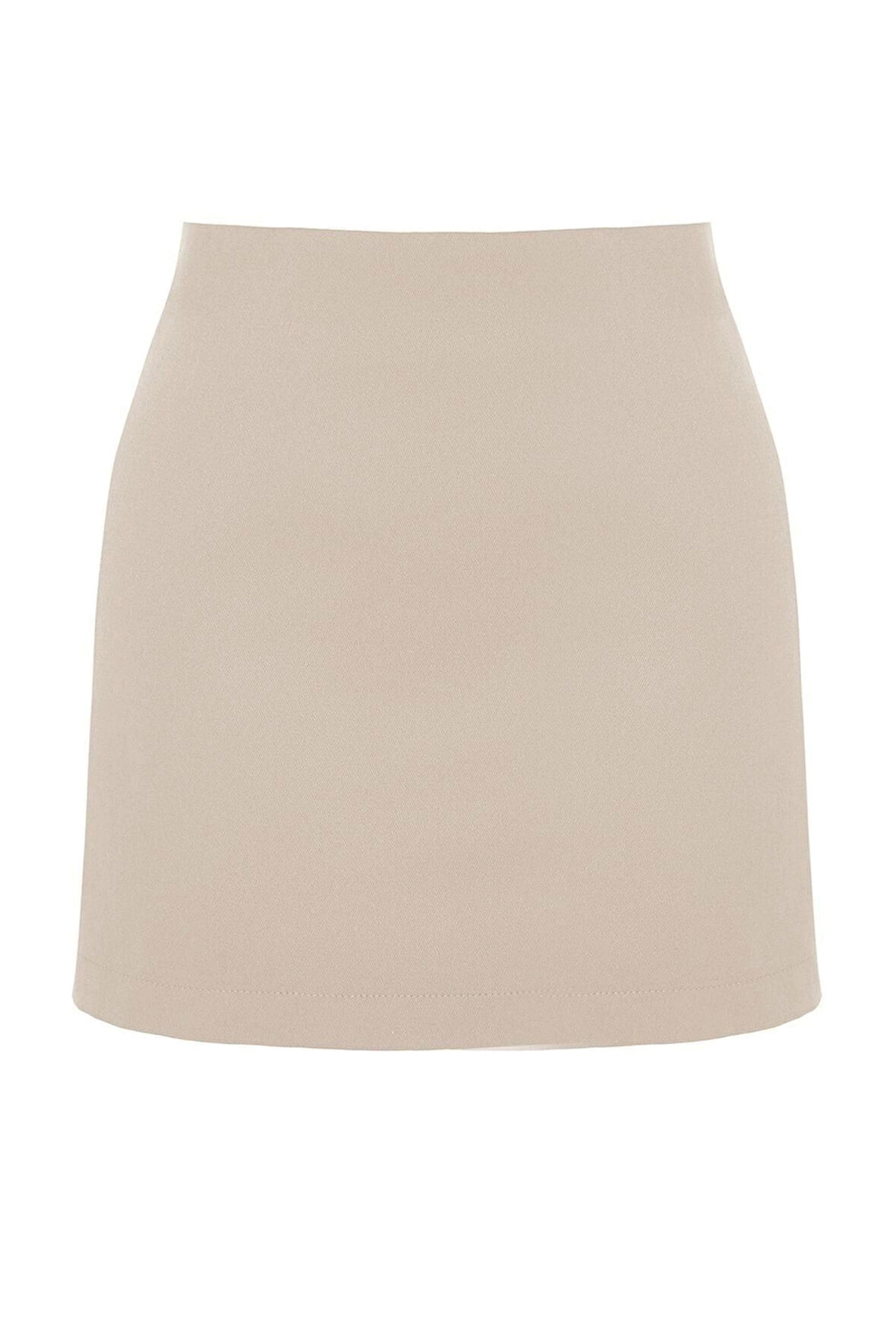 Moda A-line Düz Desen Günlük Mini Boy Basic Yüksek Bel A-line Mini Boy Dokuma Etek