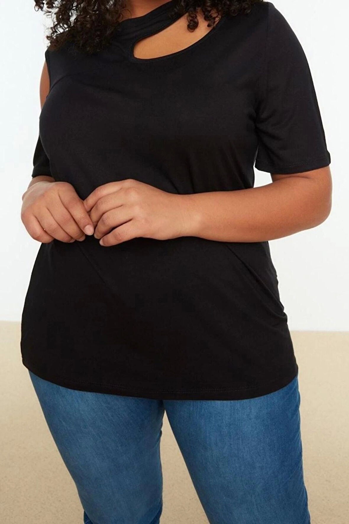 Moda Büyük Beden Bisiklet Yaka Örme Regular Düz Desen Casual Günlük Regular Kısa Kol Bluz