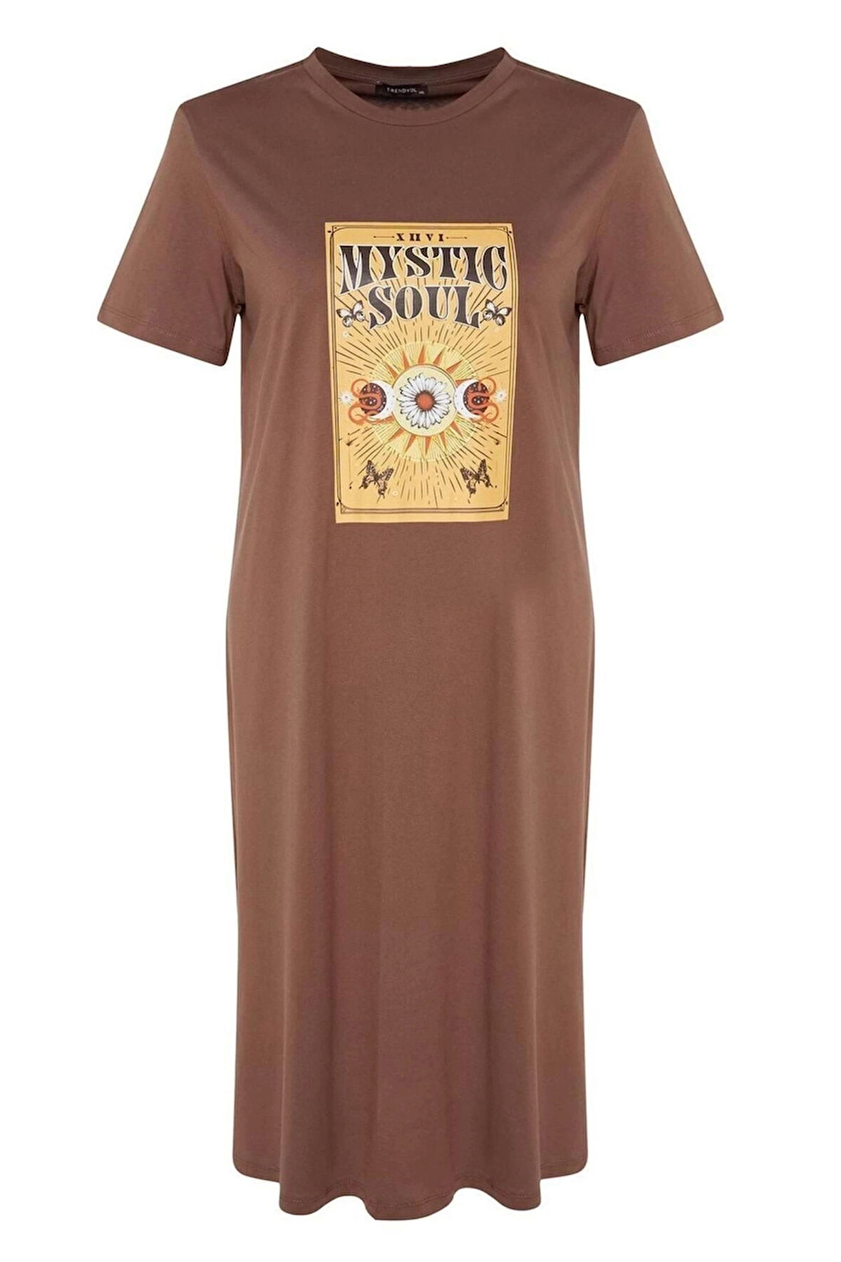 Moda Rahat Casual Günlük Süprem Örme Bisiklet Yaka Kısa Kol Shift Midi Boy Büyük Beden Elbise