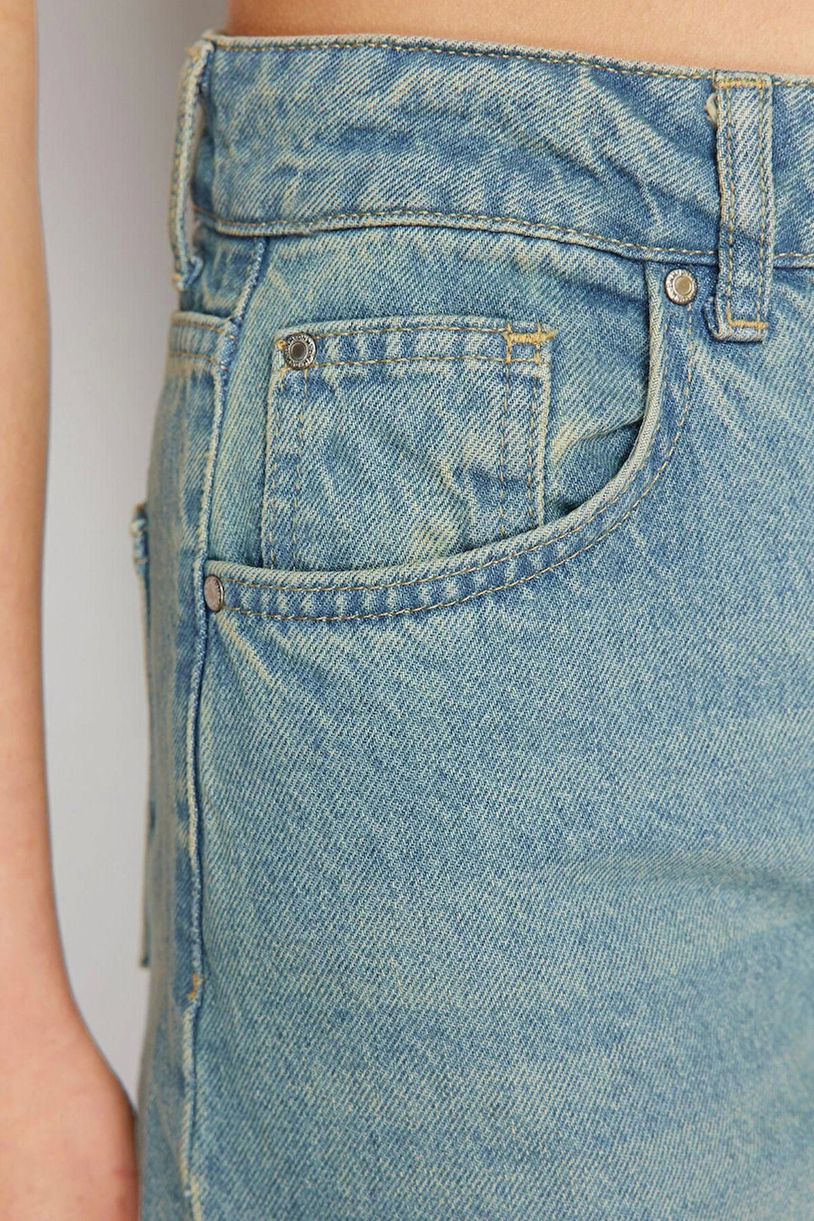 Stil Kadın Moda Denim Kot Pantolon Uzun Geniş Paça Mavi Soluk Vintage Yüksek Bel Jeans