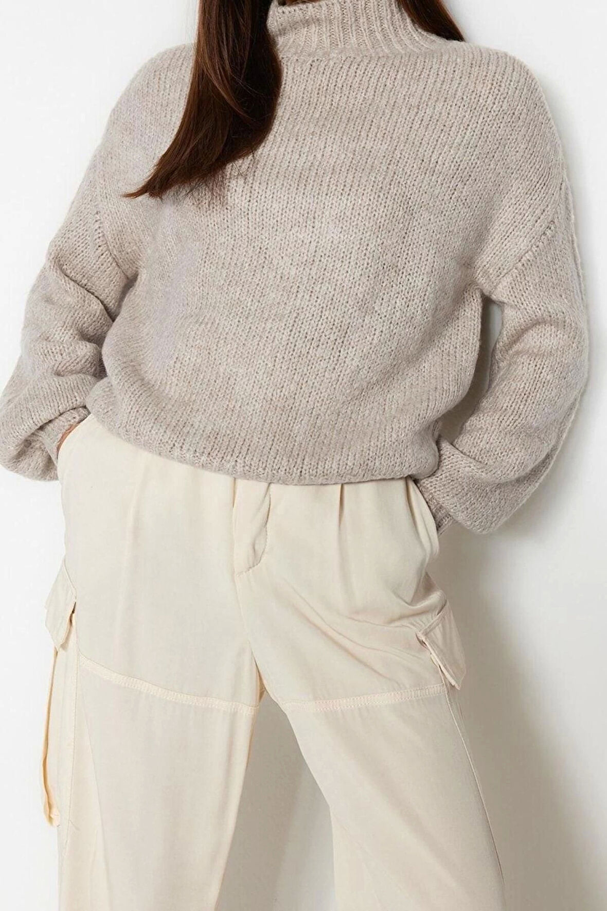 Stil Modern Kadın Regular Standart Kol Bisiklet Yaka Yumuşak Dokulu Kalın Triko Kazak