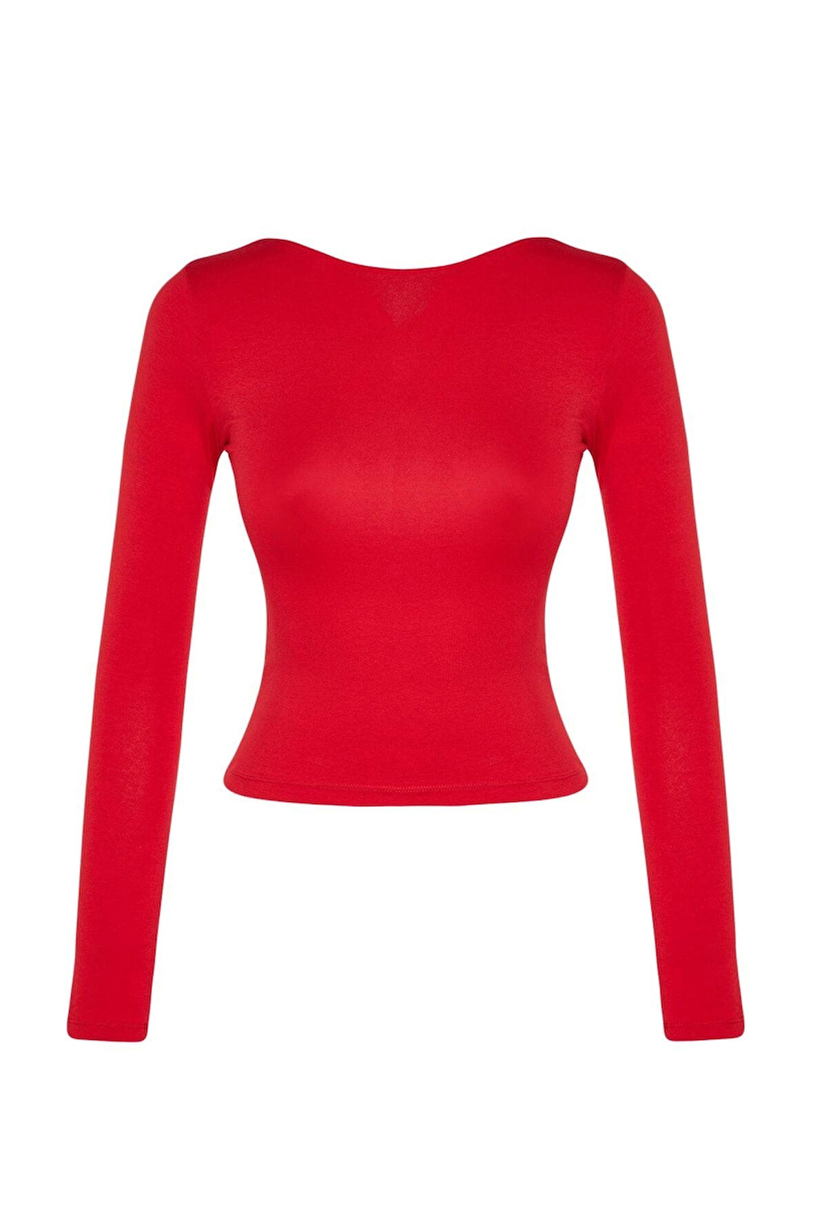 Moda Kayık Yaka Örme Slim Düz Desen Casual Günlük Regular Uzun Kol Bluz