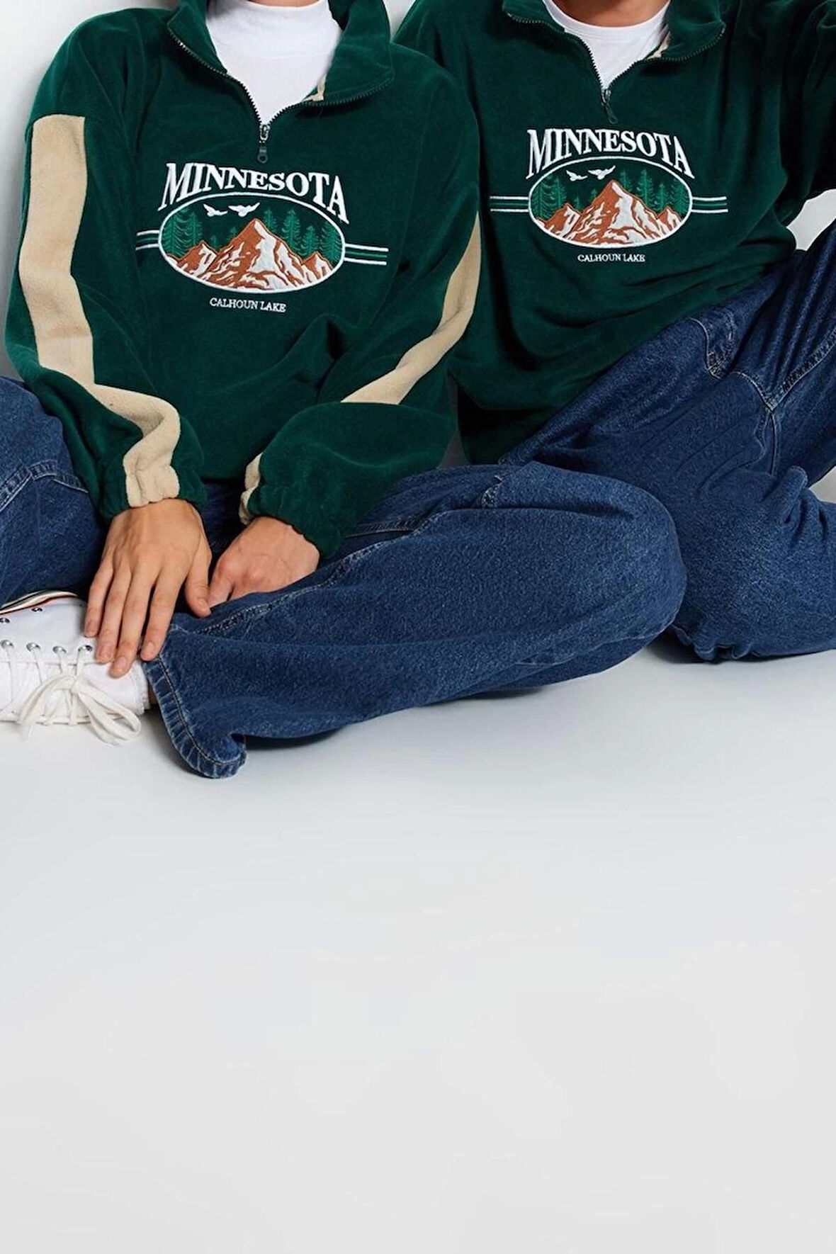 Unisex Tarz Oversize Dik Yaka Standart Kol Standart Geniş Kesim Fermuarlı Polar Sweatshirt