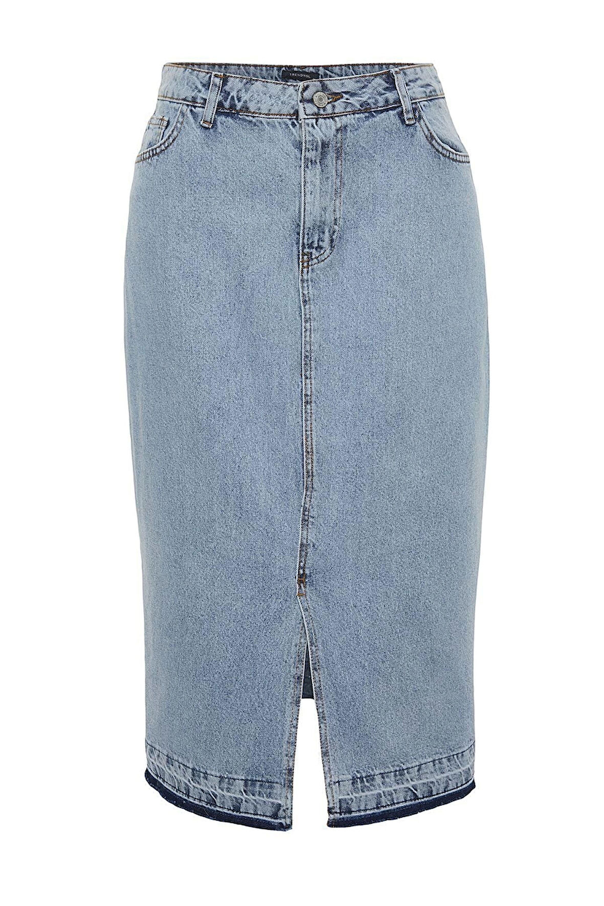 Moda Büyük Beden Regular Düz Desen Günlük Midi Boy Denim Büyük Beden Etek