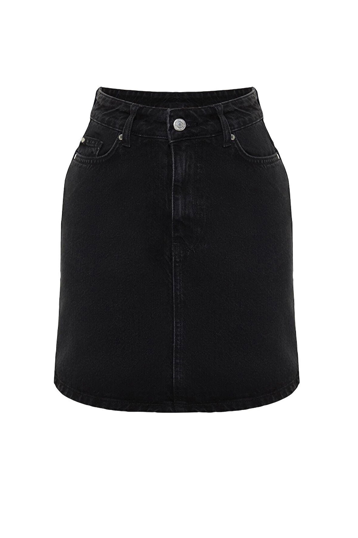 Moda A-line Düz Desen Günlük Mini Boy Yüksek Bel Mini Denim Etek