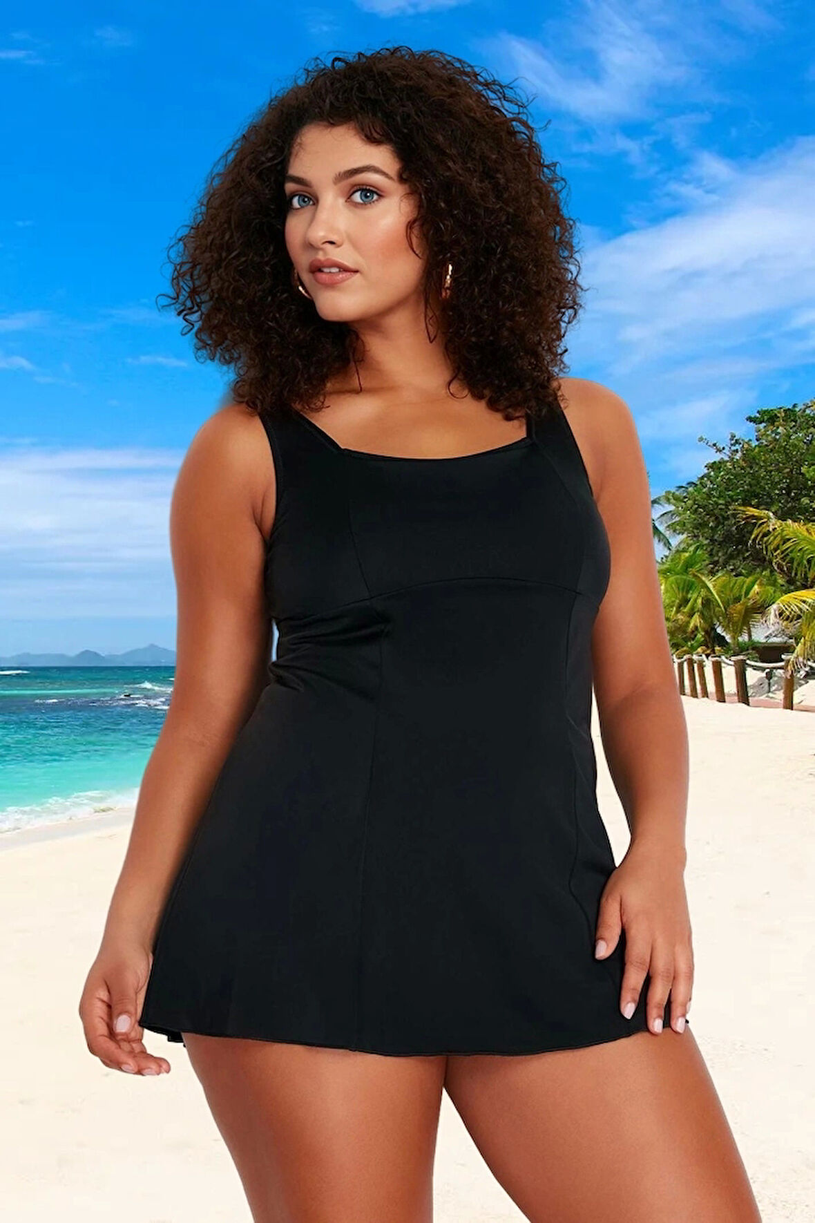 Konforlu Plus Size Mayo Tasarım Büyük Beden Şık Detaylı Su Sporları İçin