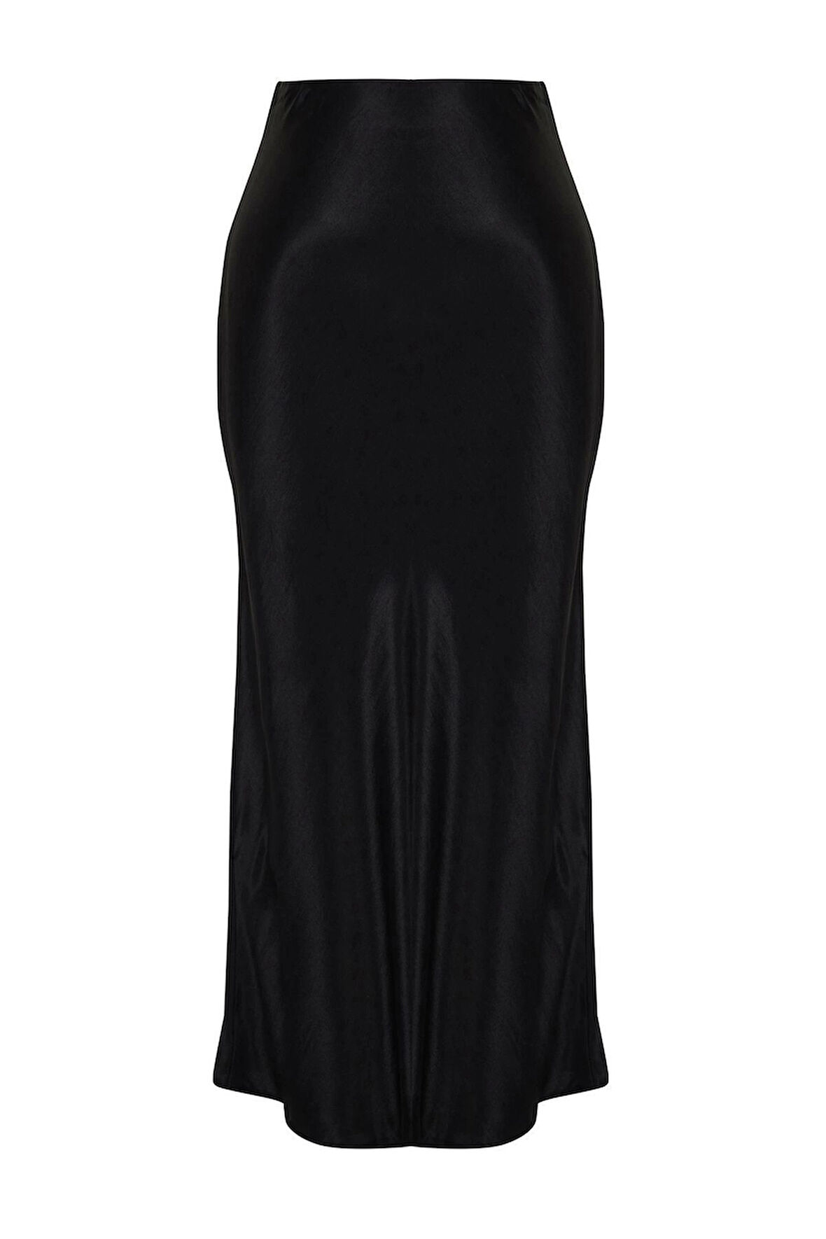 Moda Regular Düz Desen Günlük Midi Boy A-line Saten Kumaş Midi Boy Dokuma Etek