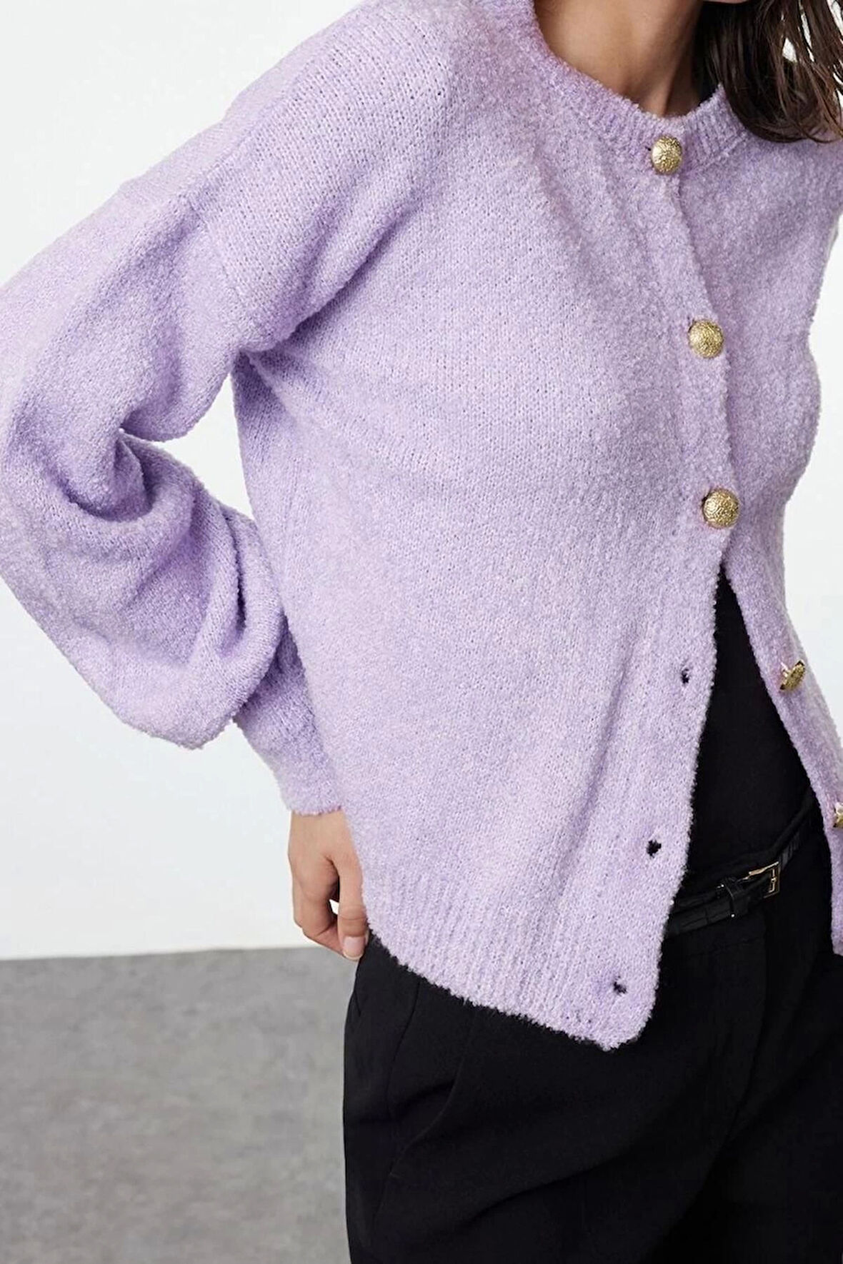 Kadın Modern Tarz Regular Bisiklet Yaka Regular Triko Hırka