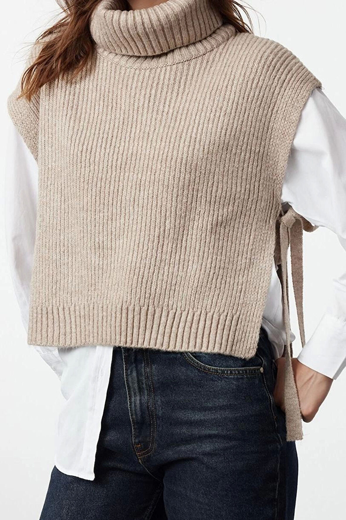 Stil Modern Kadın Crop Standart Kol Balıkçı Yaka Yumuşak Dokulu Triko Süveter