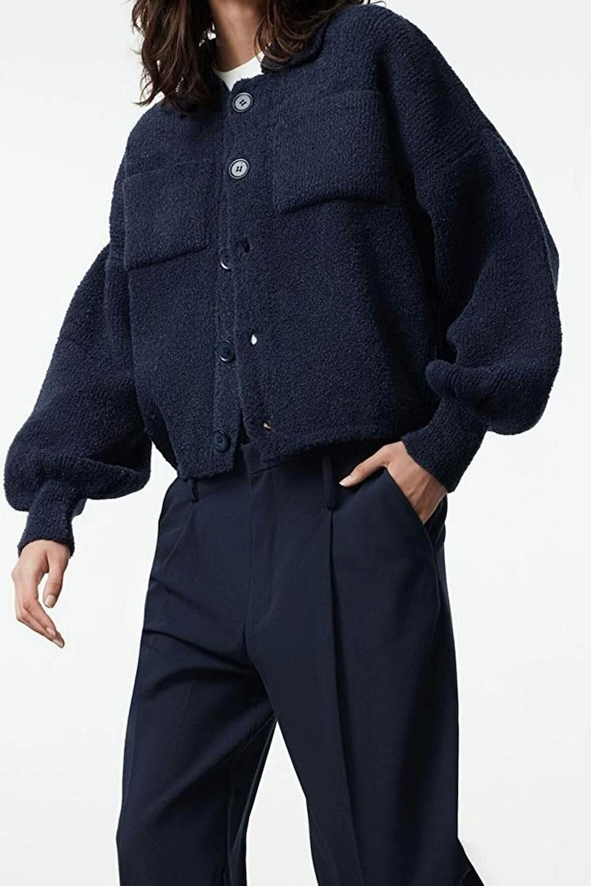 Kadın Modern Tarz Regular Polo Yaka Regular Triko Hırka