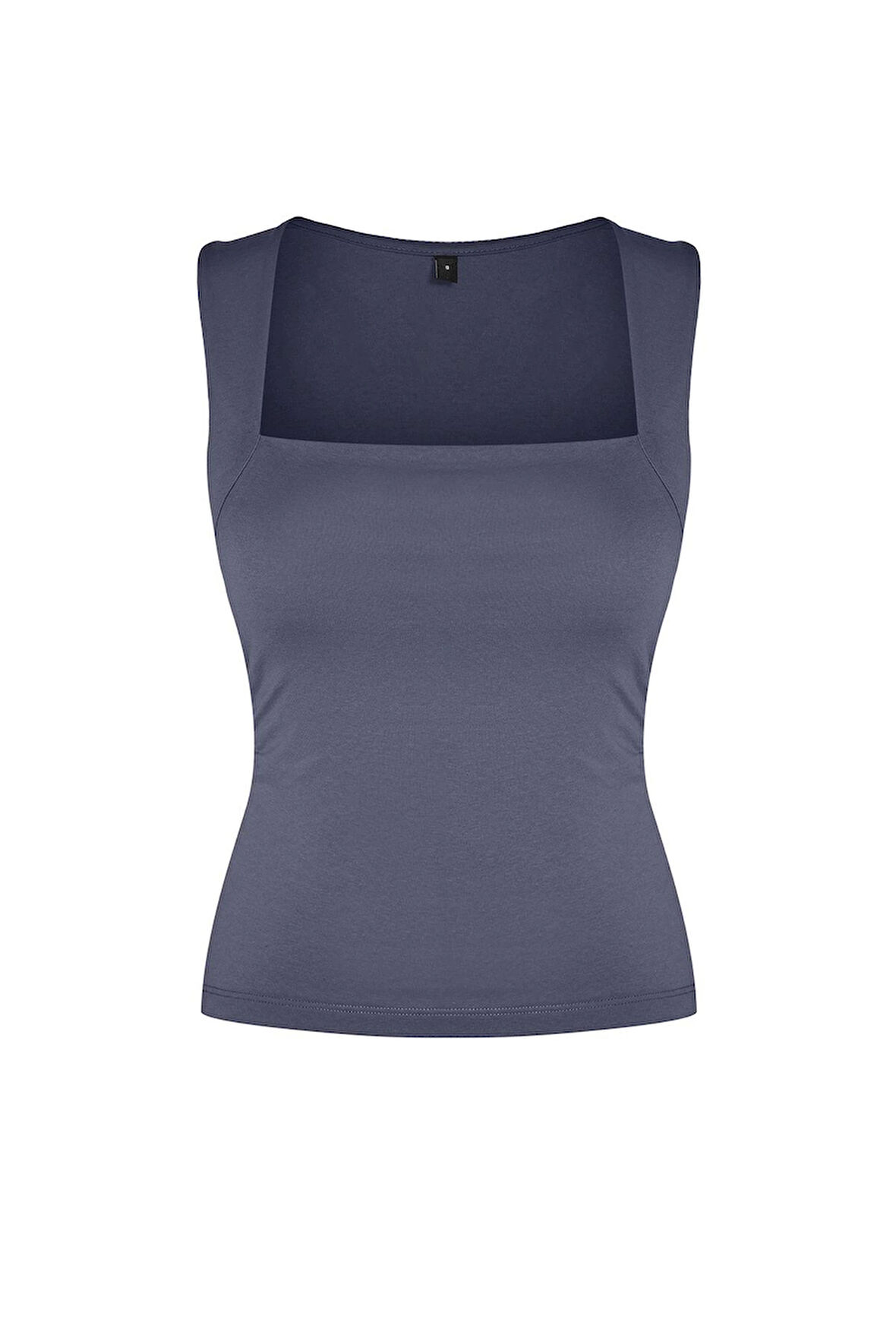 Moda Kare Yaka Örme Slim Düz Desen Casual Günlük Regular Askılı Kol Bluz