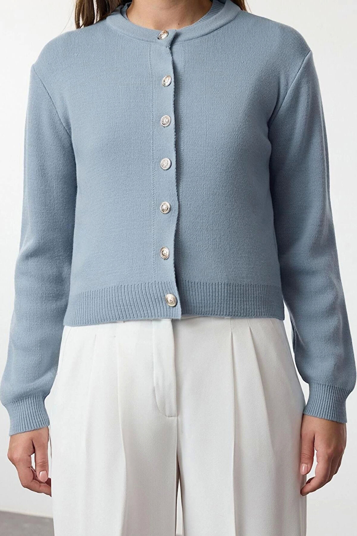 Kadın Modern Tarz Regular Bisiklet Yaka Regular Triko Hırka