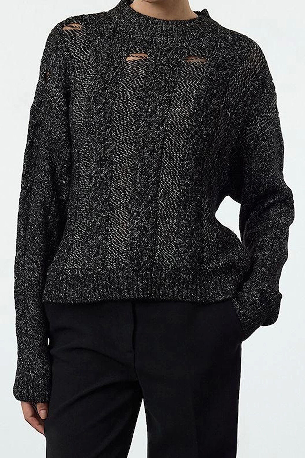 Stil Modern Kadın Regular Standart Kol Bisiklet Yaka Pamuklu Saç Örgü Triko Kazak