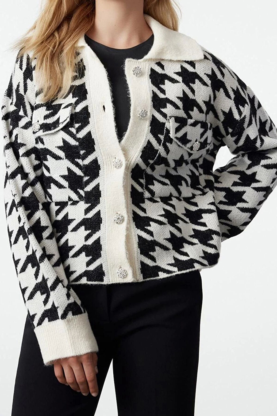 Kadın Modern Tarz Regular Polo Yaka Regular Triko Hırka