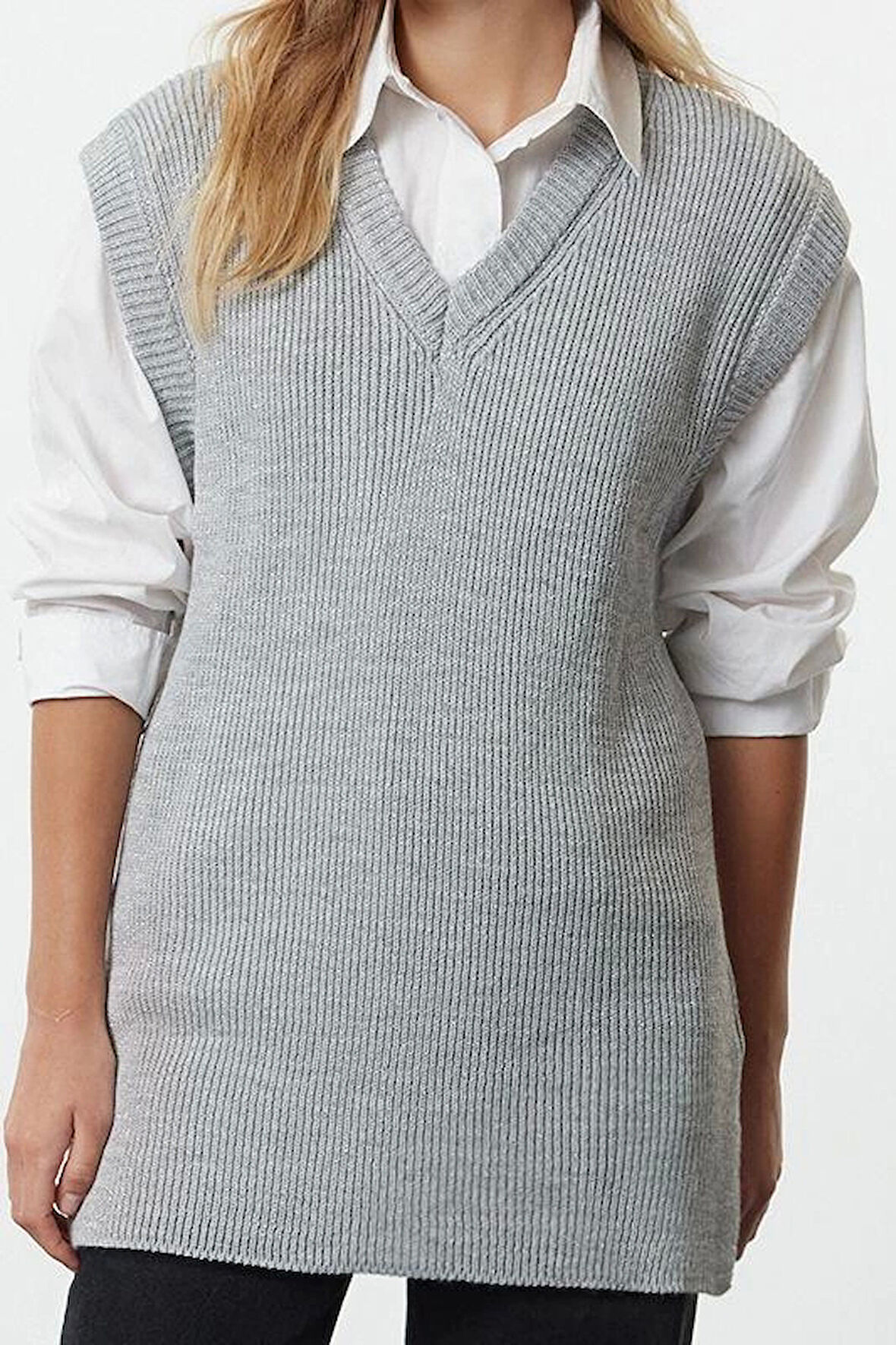 Stil Modern Kadın Regular Standart Kol V Yaka Triko Süveter