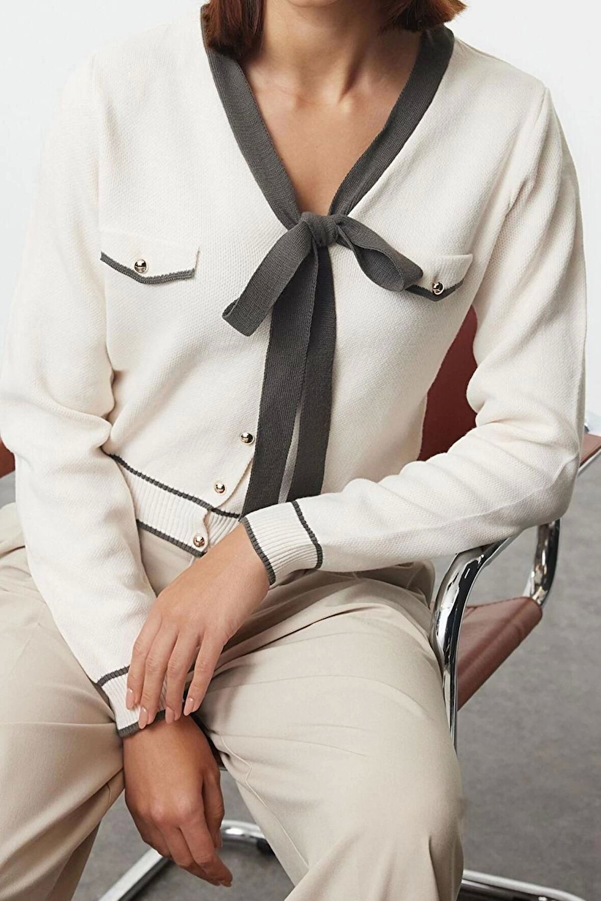 Kadın Modern Tarz Slim V Yaka Regular Triko Hırka