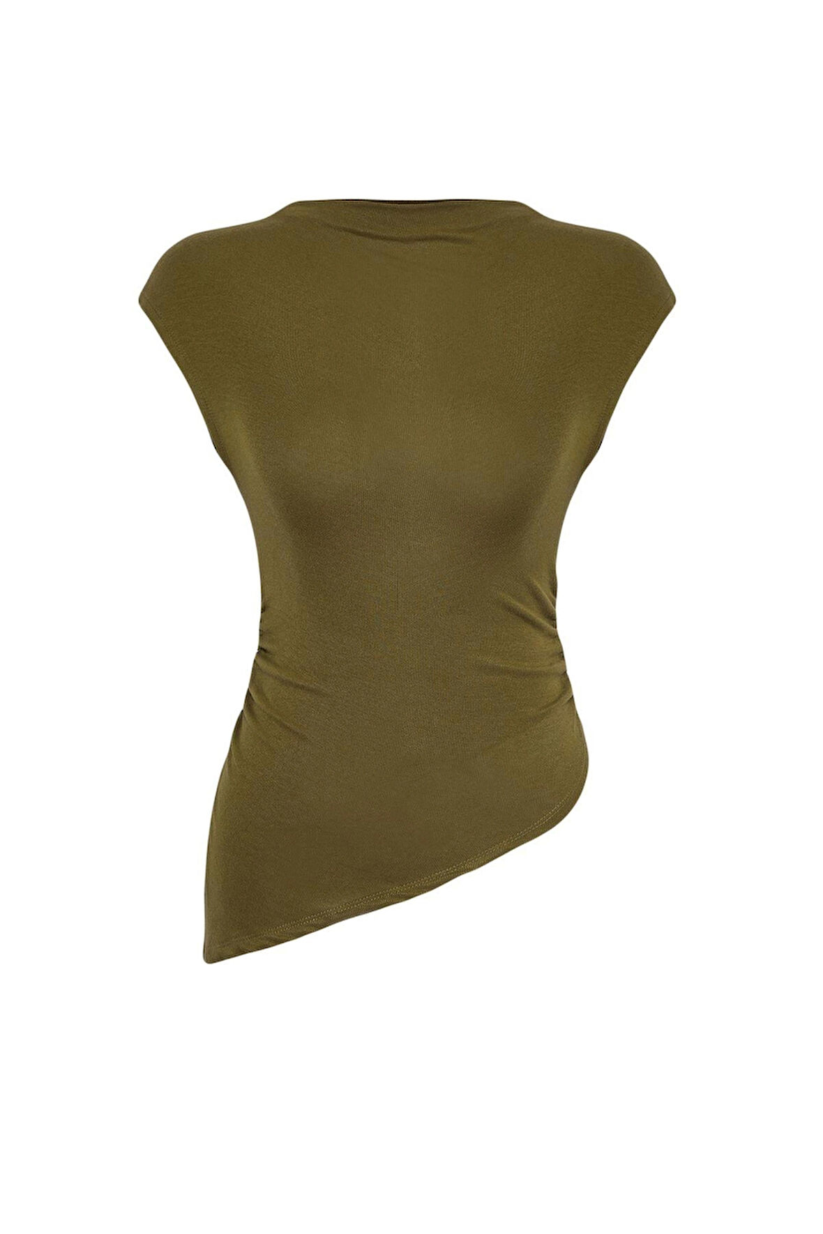 Moda Dik Yaka Örme Slim Düz Desen Casual Günlük Regular Kısa Kol Bluz