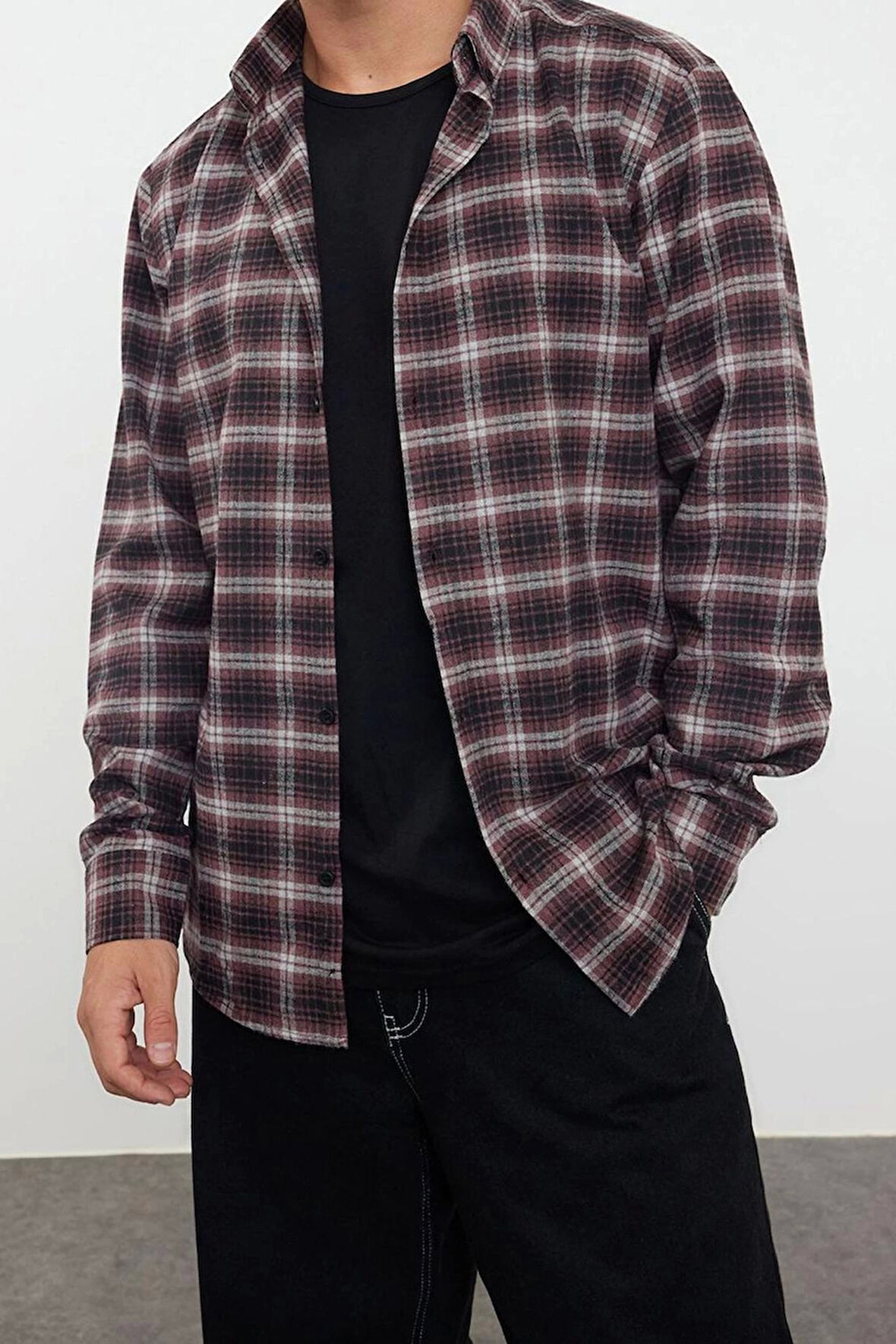 Şık Ekose Kareli Desen Düğmeli Yaka Regular Fit Ekose Desenli Unisex Oduncu Flanel Gömlek