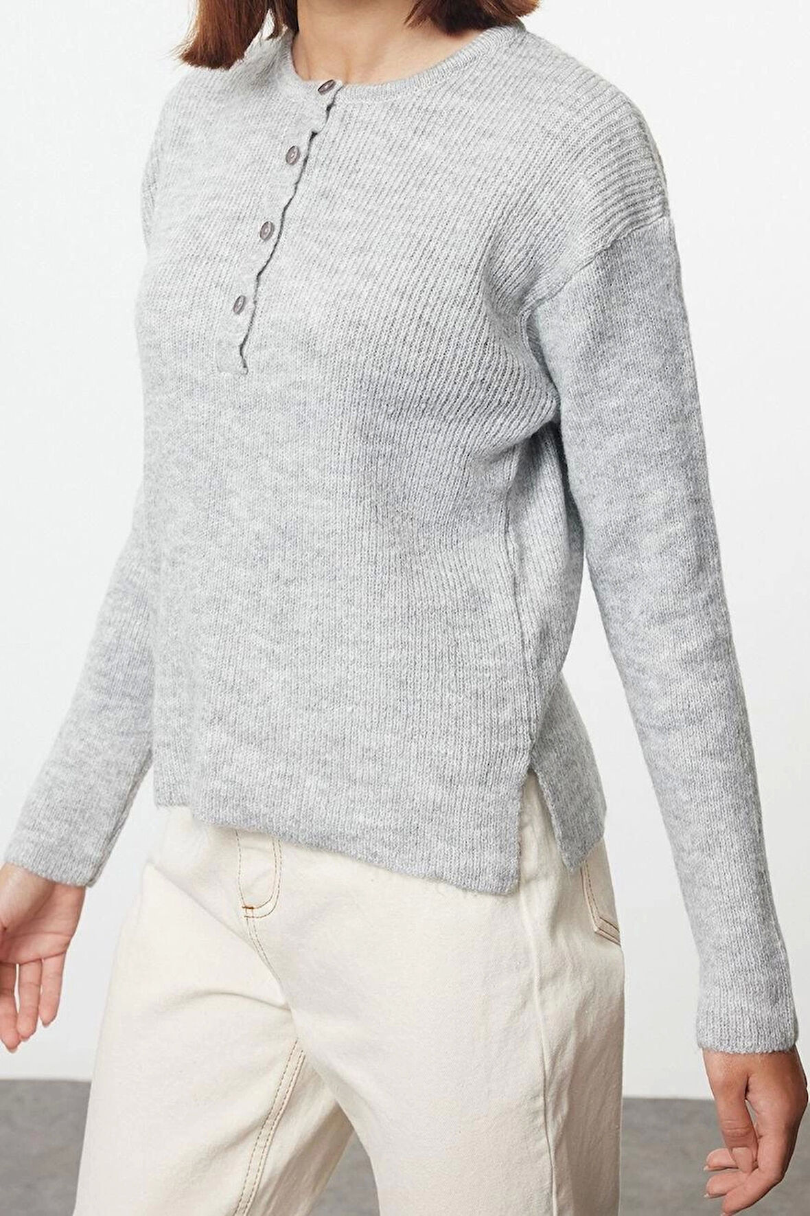 Stil Modern Kadın Regular Standart Kol Bisiklet Yaka Yumuşak Dokulu Geniş Kalıp Basic Triko Kazak