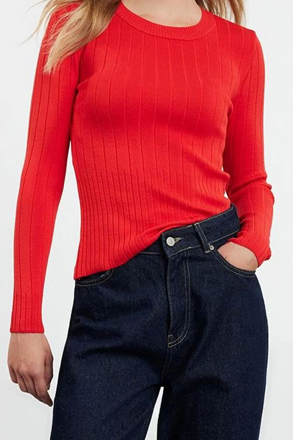 Stil Modern Kadın Regular Standart Kol Bisiklet Yaka Basic Triko Kazak