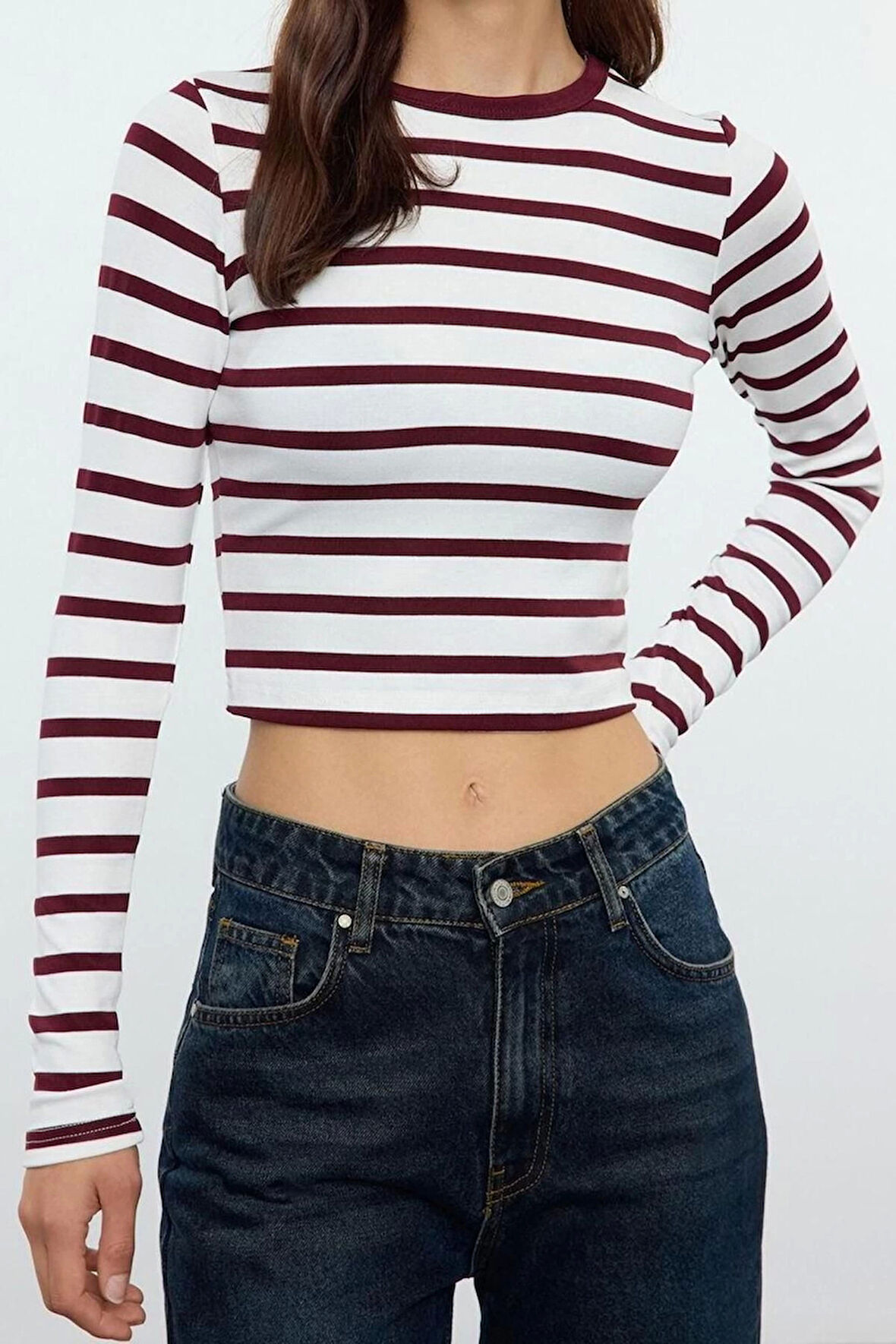 Stil Kadın Viskoz Yumuşak Kumaşlı Fitted Esnek Bluz Crop Örme Slim Kalıp