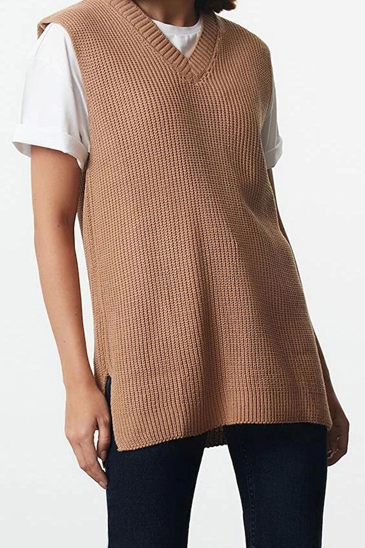 Stil Modern Kadın Regular Standart Kol V Yaka Basic Triko Süveter