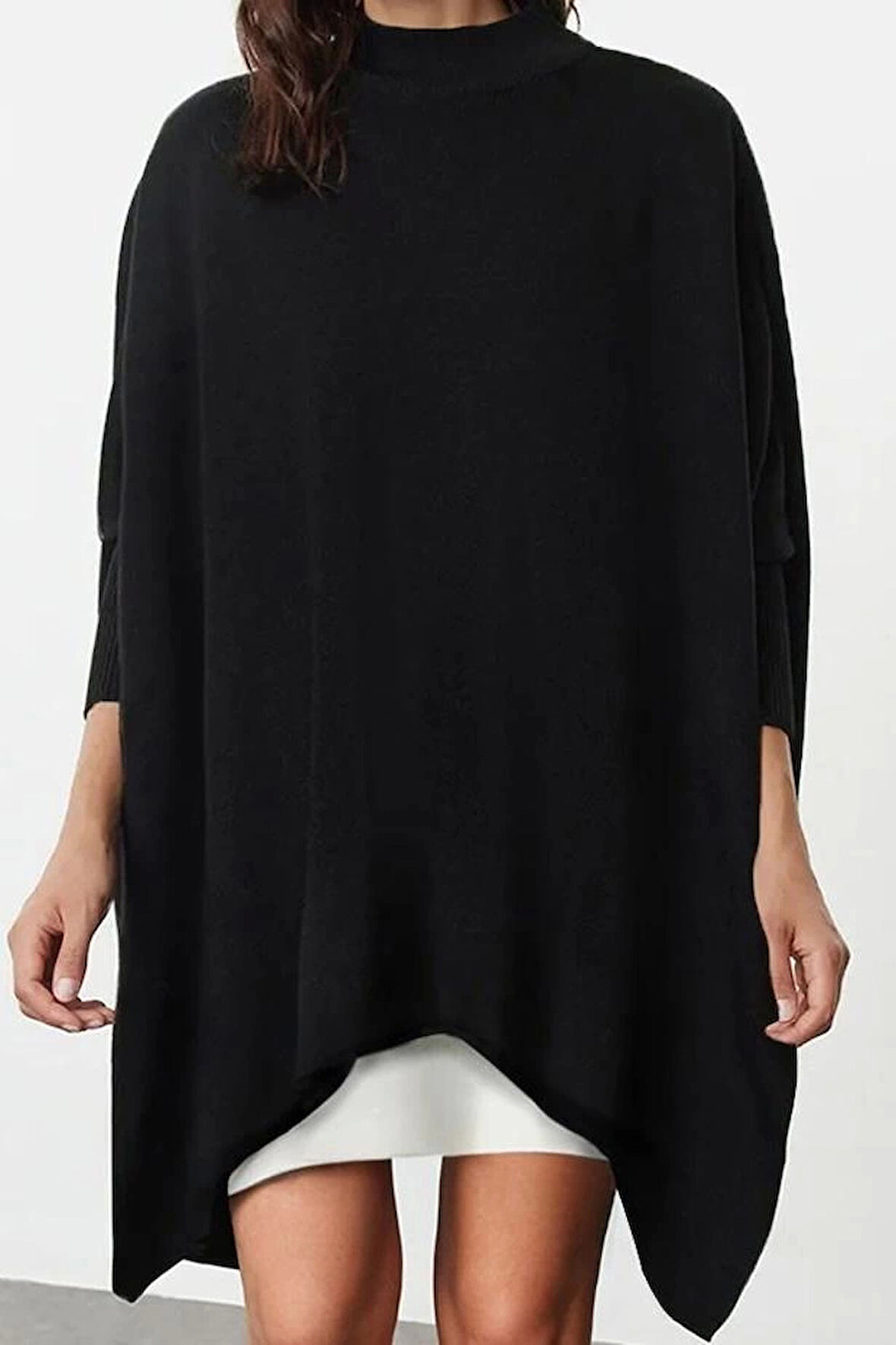 Stil Modern Kadın Regular Standart Kol Bisiklet Yaka Geniş Kalıp Dik Yaka Triko Kazak