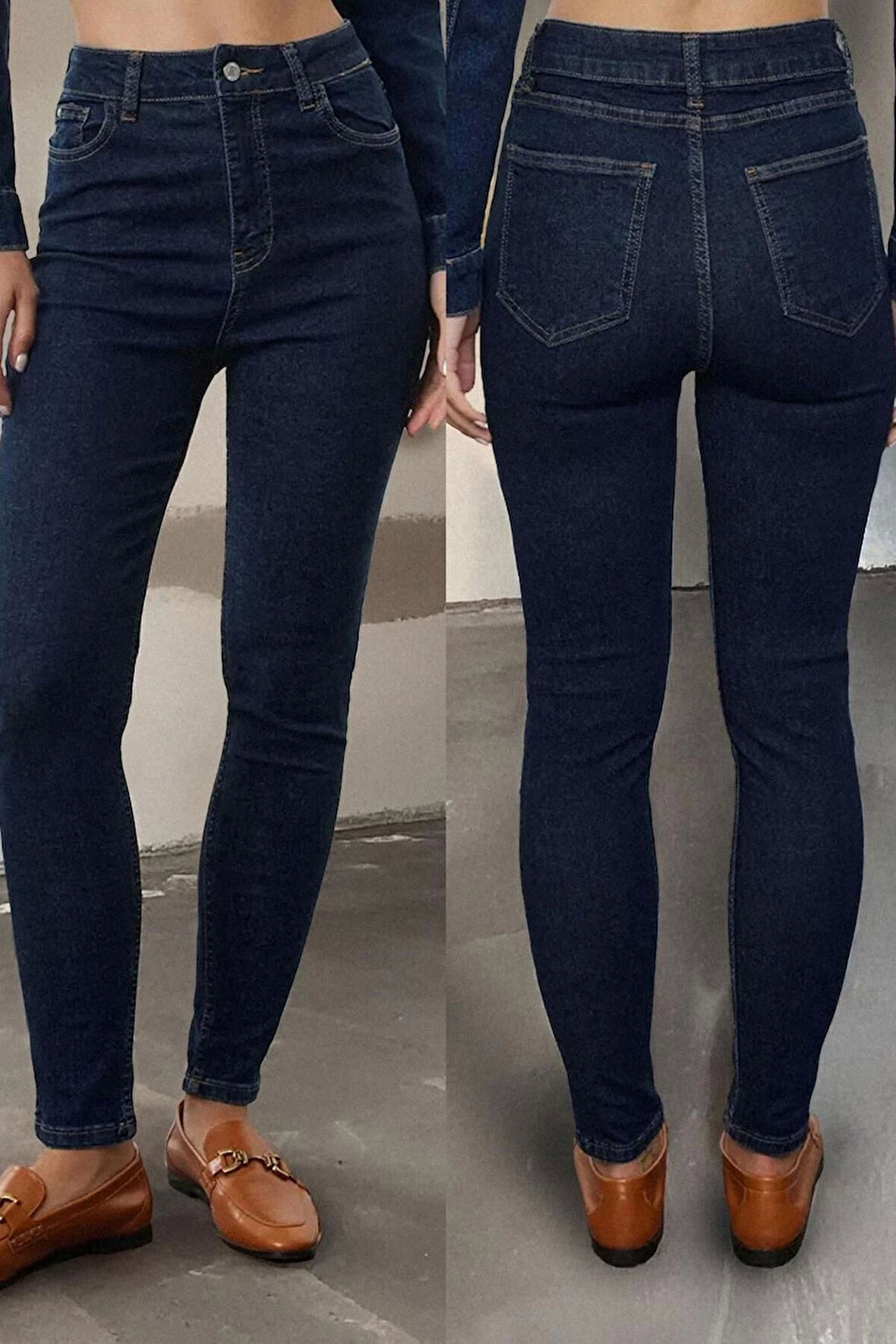 Stil Kadın Moda Denim Kot Pantolon Uzun Dar Paça Yüksek Bel Skinny Jeans