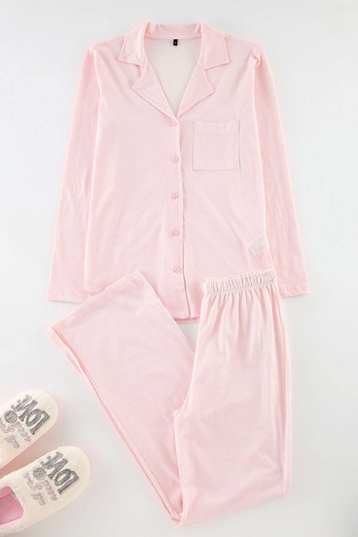 Tarz Rahat Uzun Kollu Boru Paça %100 Pamuklu Pötikareli Örme Pijama Takımı
