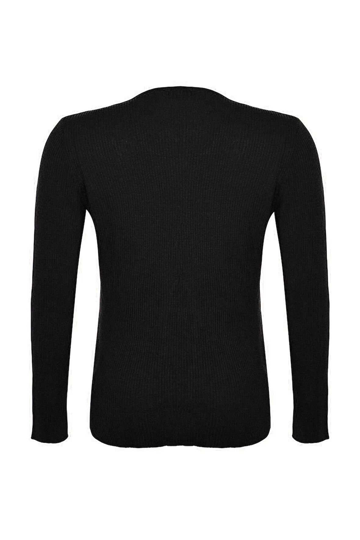 Stil Modern Kadın Regular Standart Kol V Yaka Büyük Beden Önü Düğüm Detaylı Triko Kazak