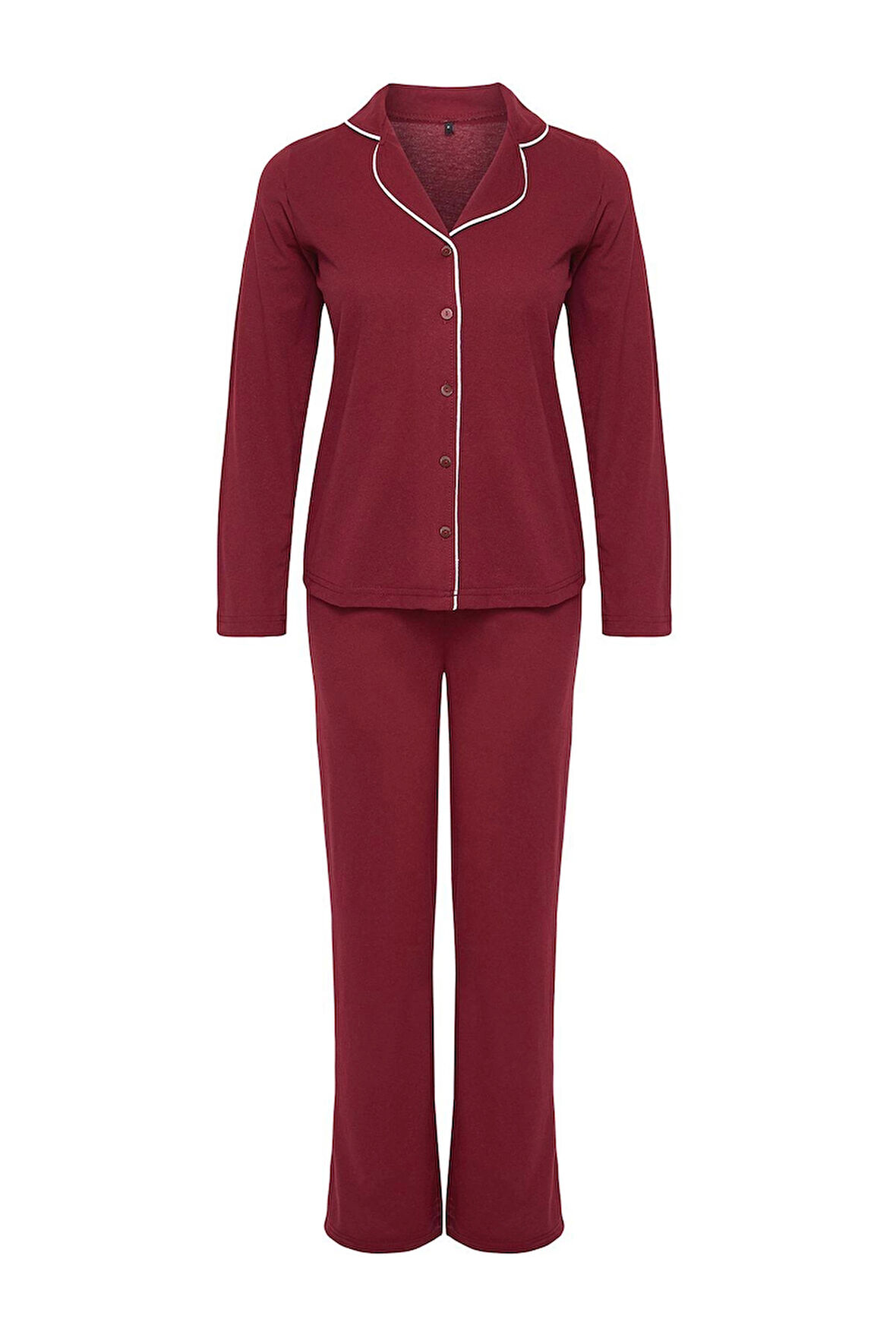 Tarz Rahat Uzun Kollu Boru Paça Biyeli Örme Pijama Takımı