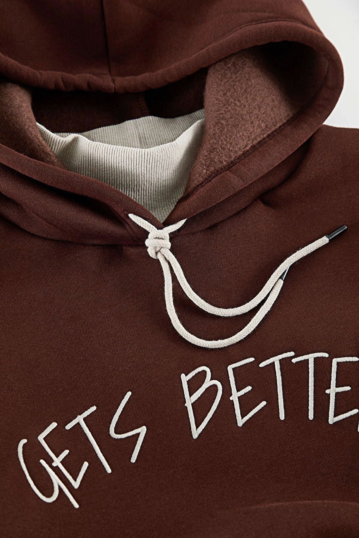 Büyük Beden Tarz Relaxed Kapüşonlu Düşük Kol Regular Örme Sweatshirt