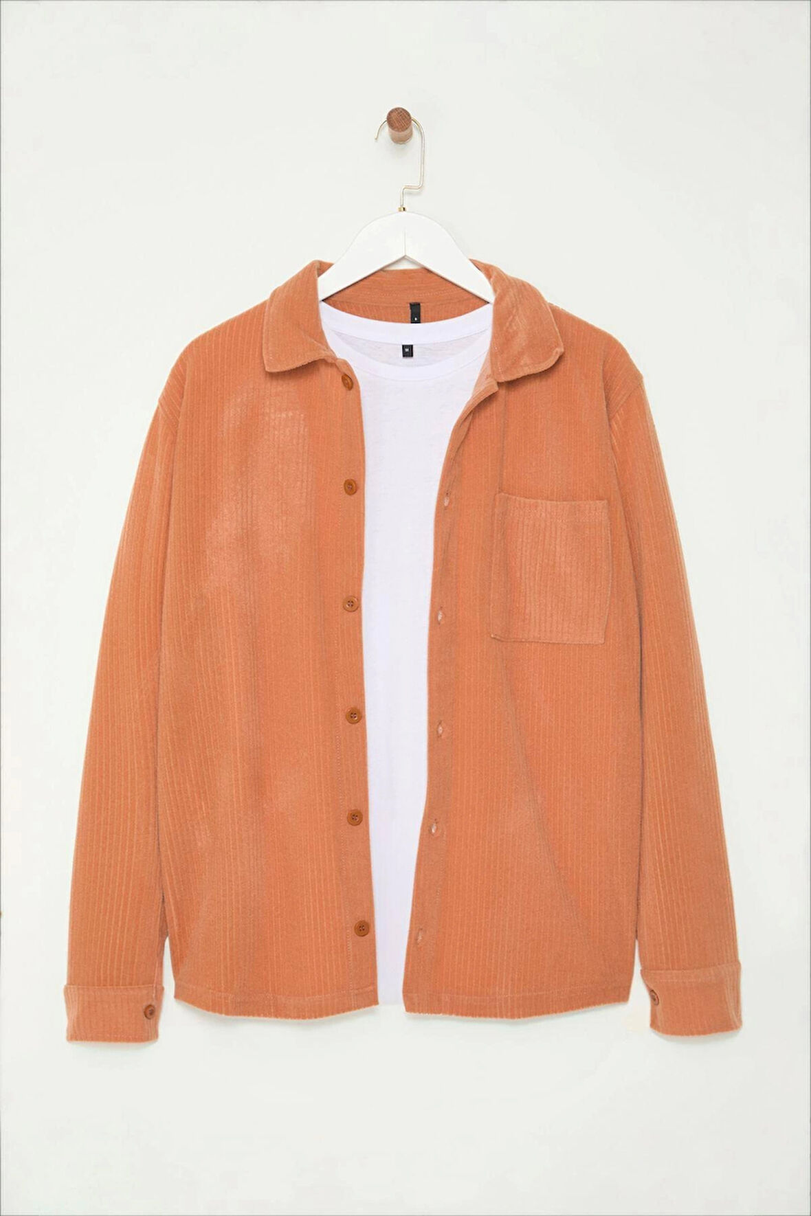 Şık Dokulu Desen Gömlek Yaka Regular Normal Kesim Fitilli Sıcak Tutan Polar Erkek Gömlek