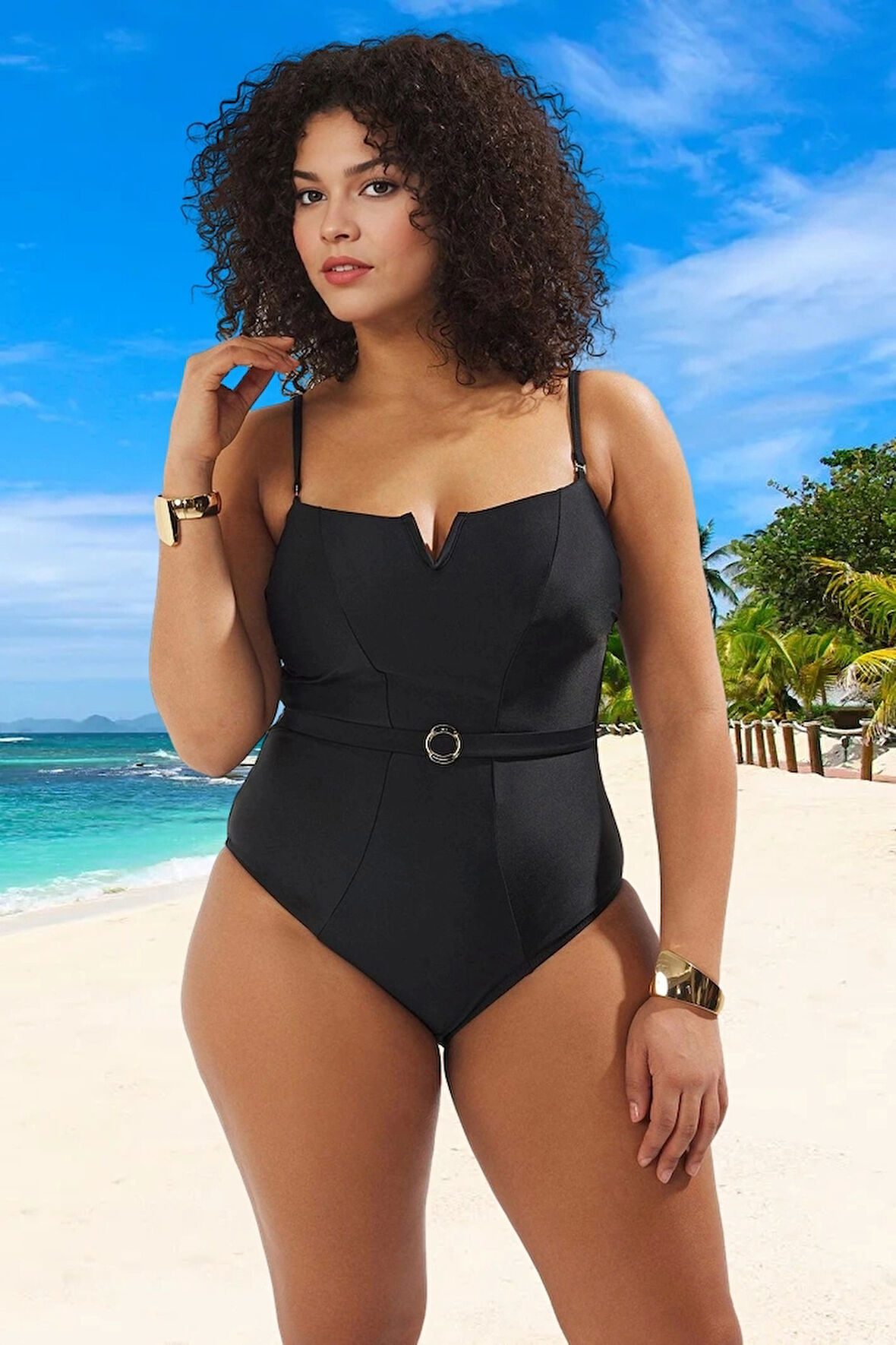 Konforlu Plus Size Mayo Tasarım Büyük Beden Plaj Kıyafeti Tam Destek