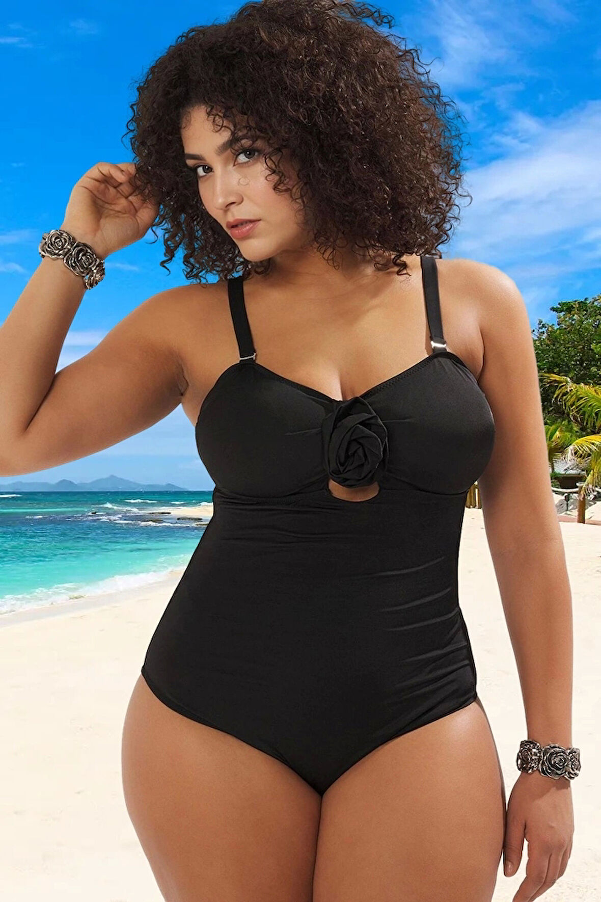 Konforlu Plus Size Mayo Tasarım Büyük Beden Su Sporları İçin Battal Boy Esnek Kumaş