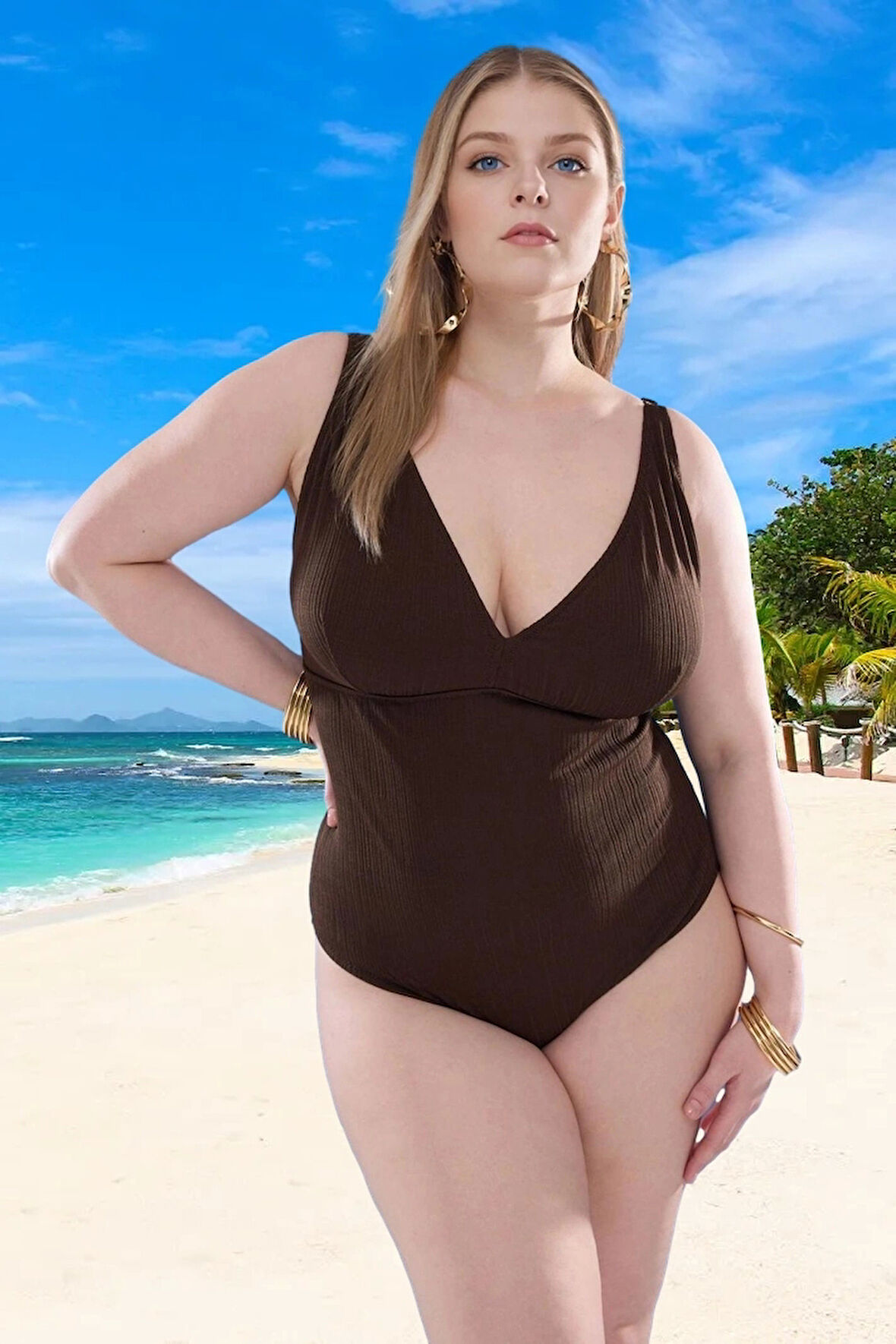 Konforlu Plus Size Mayo Tasarım Büyük Beden Hızlı Kuruyan Şık Detaylı Tam Destek