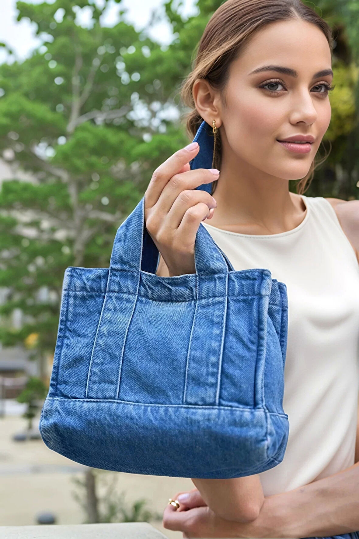 Kadın Denim Omuz Çantası Şık ve Fonksiyonel Günlük Tasarım Trend Tasarım Günlük Kullanım İçin