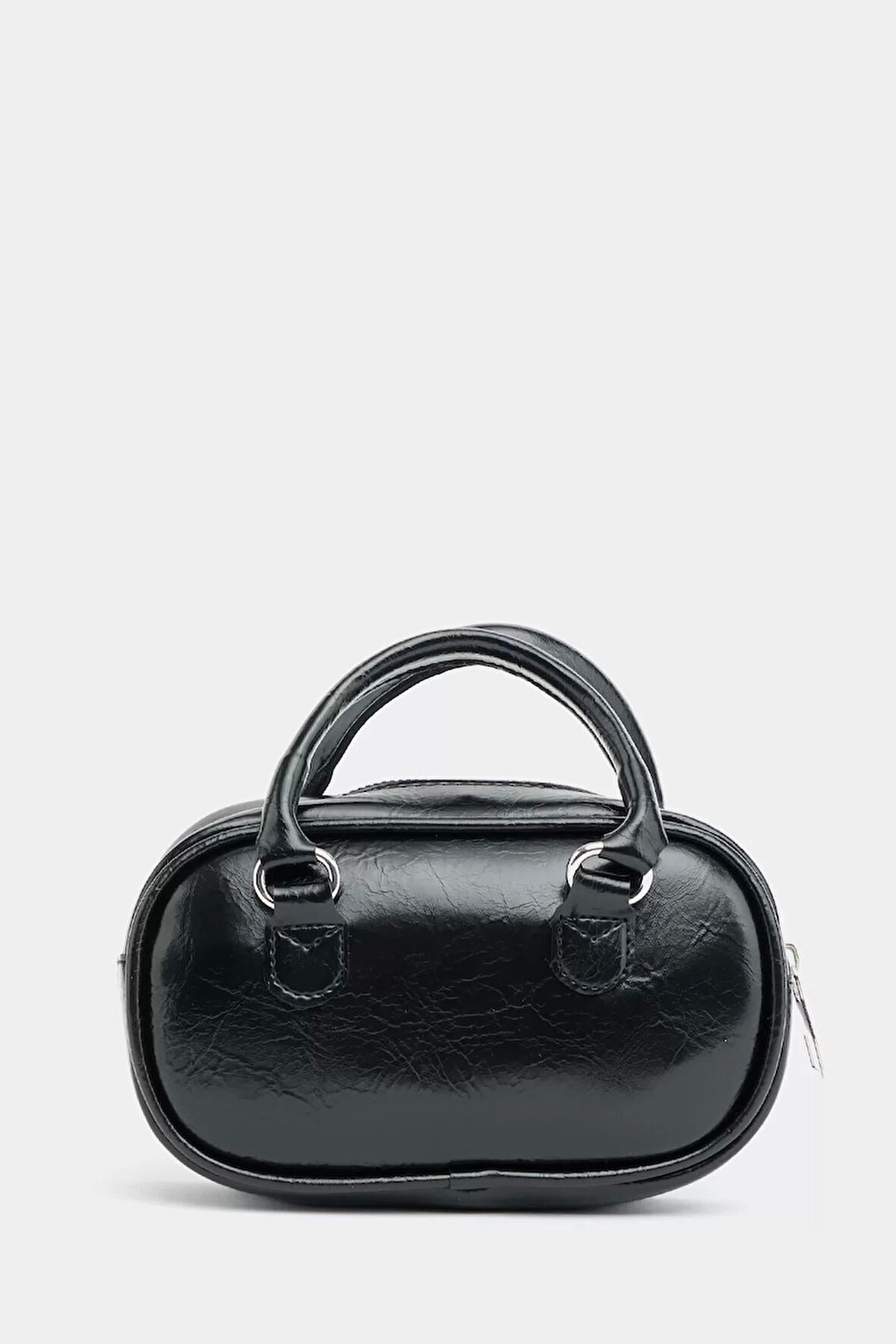 Zarif Fermuar Detaylı Mini Retro Çanta Poliüretan Malzeme El Çantası Şıklık Seçkin Malzeme