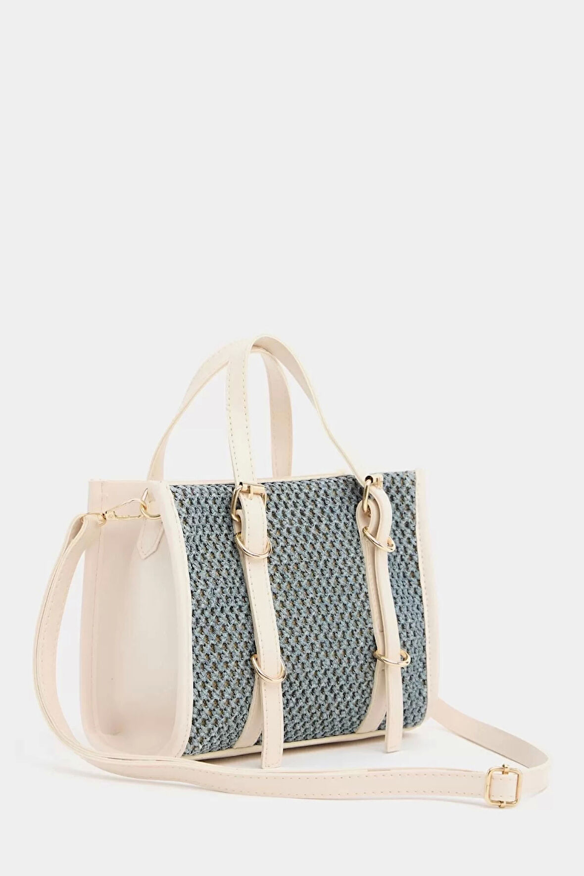 Kadın Mini El ve Omuz Çantası Örgü Dokuma Fermuarlı Vegan Deri Premium Kalite Günlük Kullanım İçin