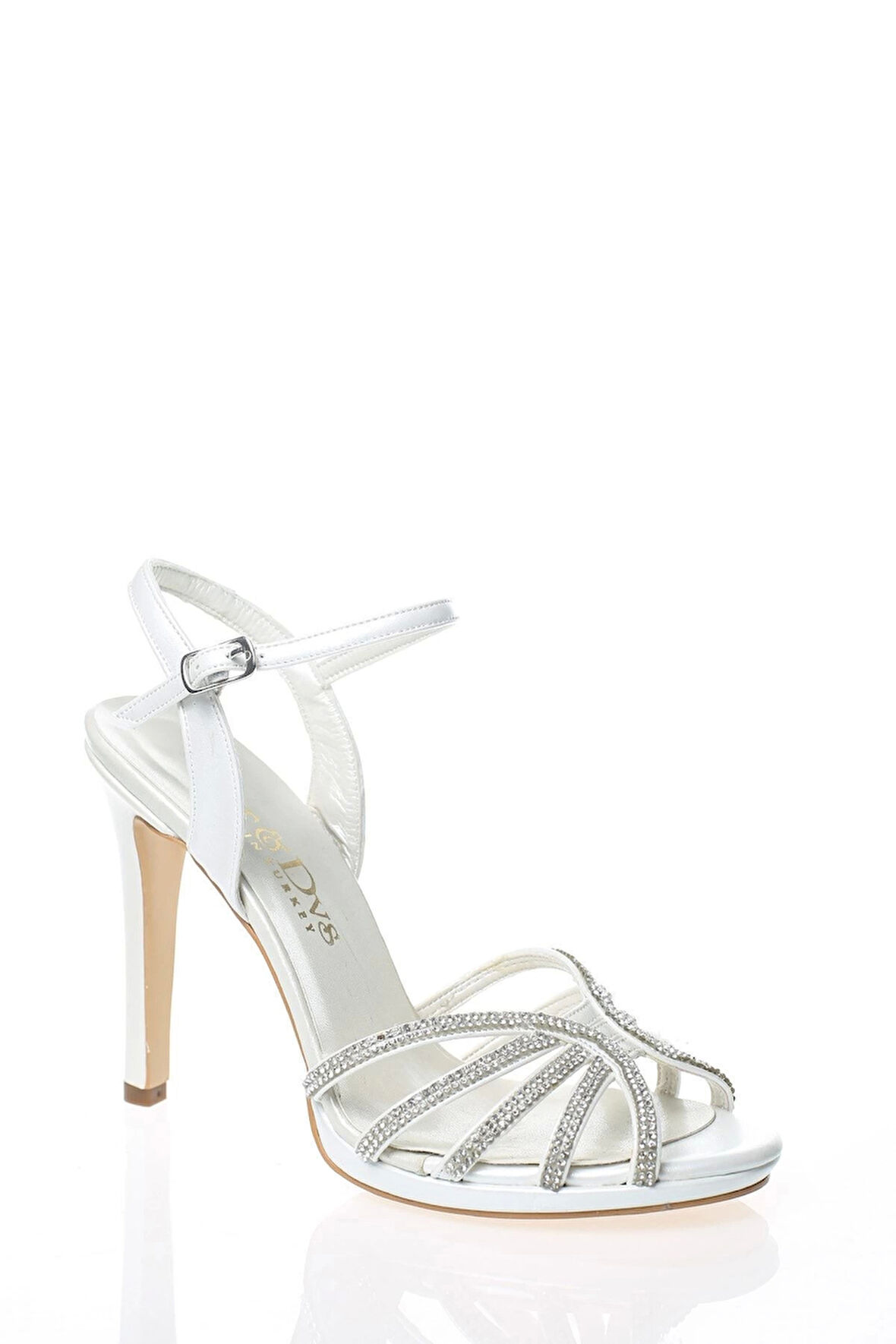 Kadın Gold Ayna Beş Taş Abiye Ayakkabı Kadın Topuklu Şık Gece Ayakkabısı Zarif Tasarım