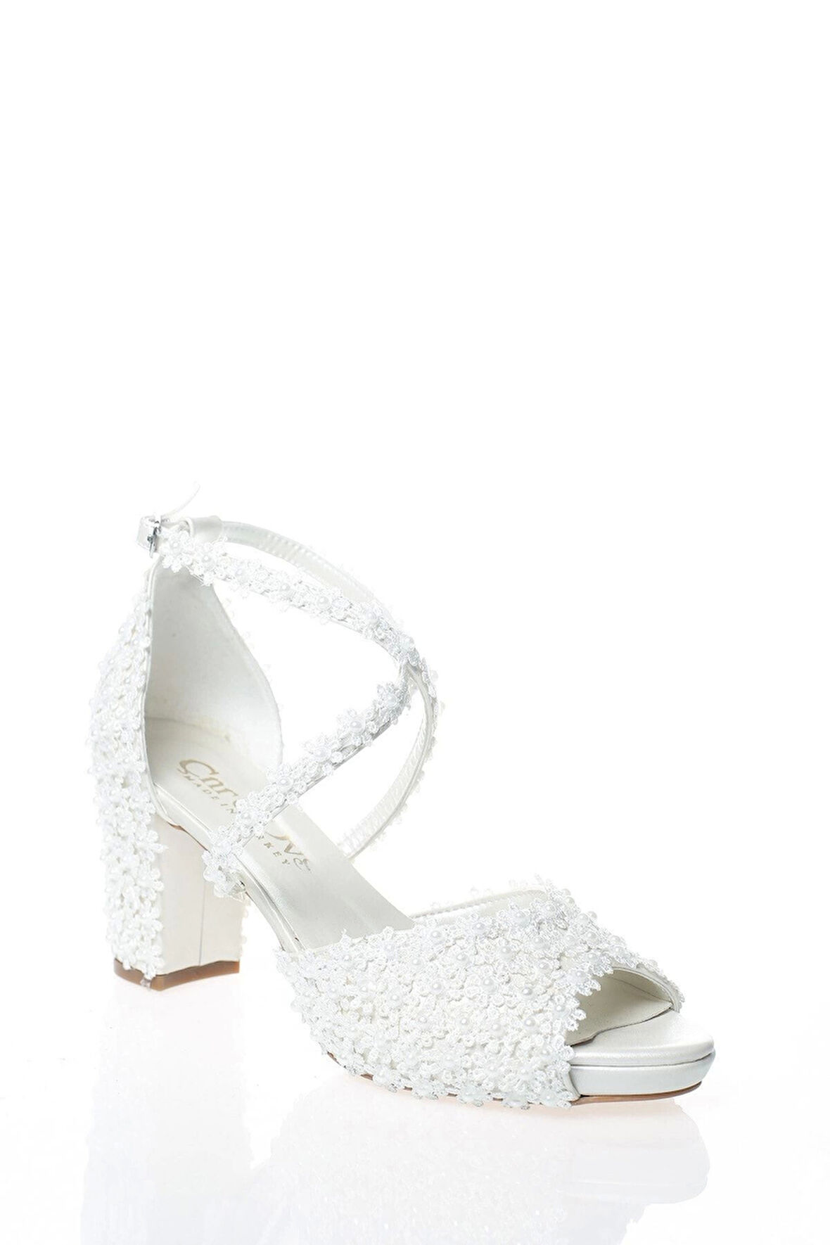 Kadın Beyaz Sedef Inci Taş Işlemeli Gelin Ayakkabı Kadın Topuklu Abiye Ayakkabı Şık Gece Ayakkabısı