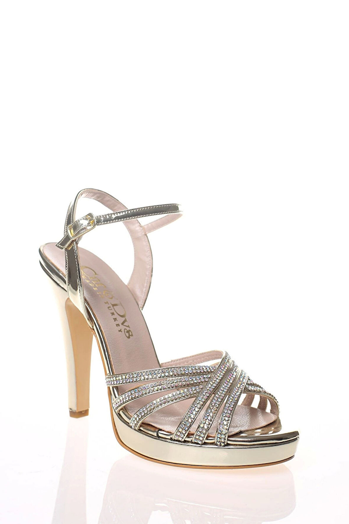 Kadın Gold Abiye Ayakkabı Kadın Topuklu Şık Gece Ayakkabısı Zarif Tasarım Yüksek Topuk