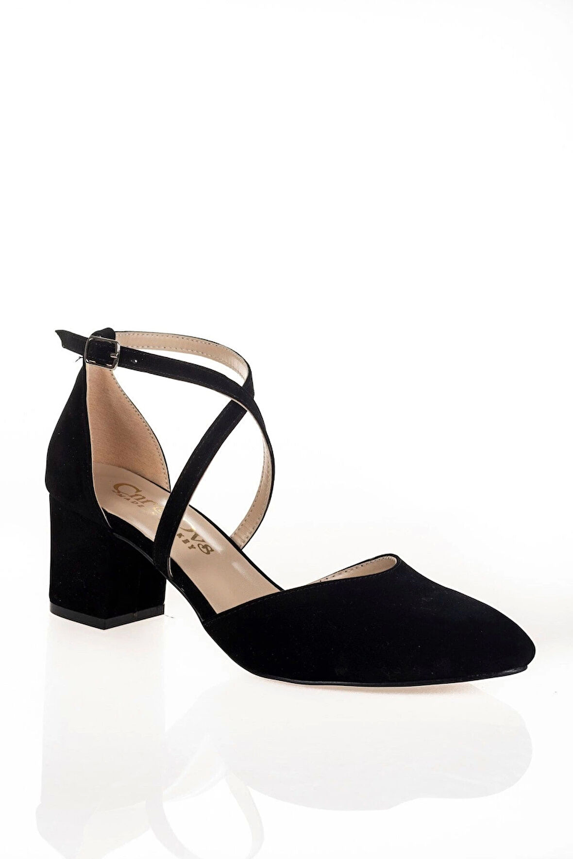 Siyah Süet Topuklu Kadın Klasik Ayakkabı Kadın Topuklu Abiye Ayakkabı Şık Gece Ayakkabısı