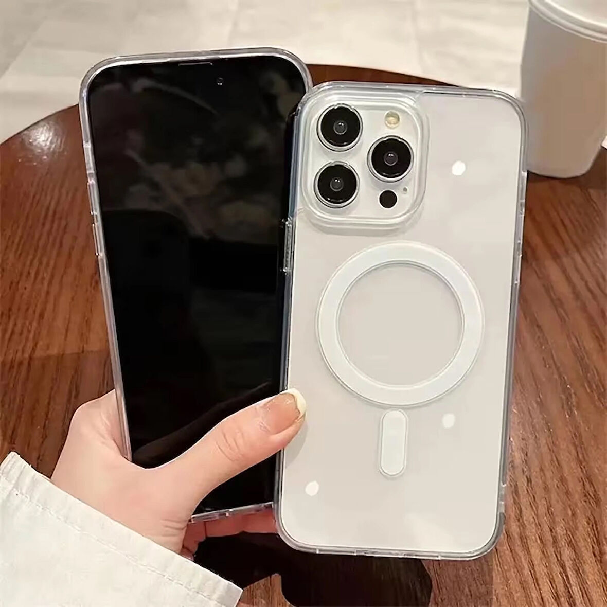 Phone 12 Pro Magsafe Şeffaf Tam Koruma Kılıf 