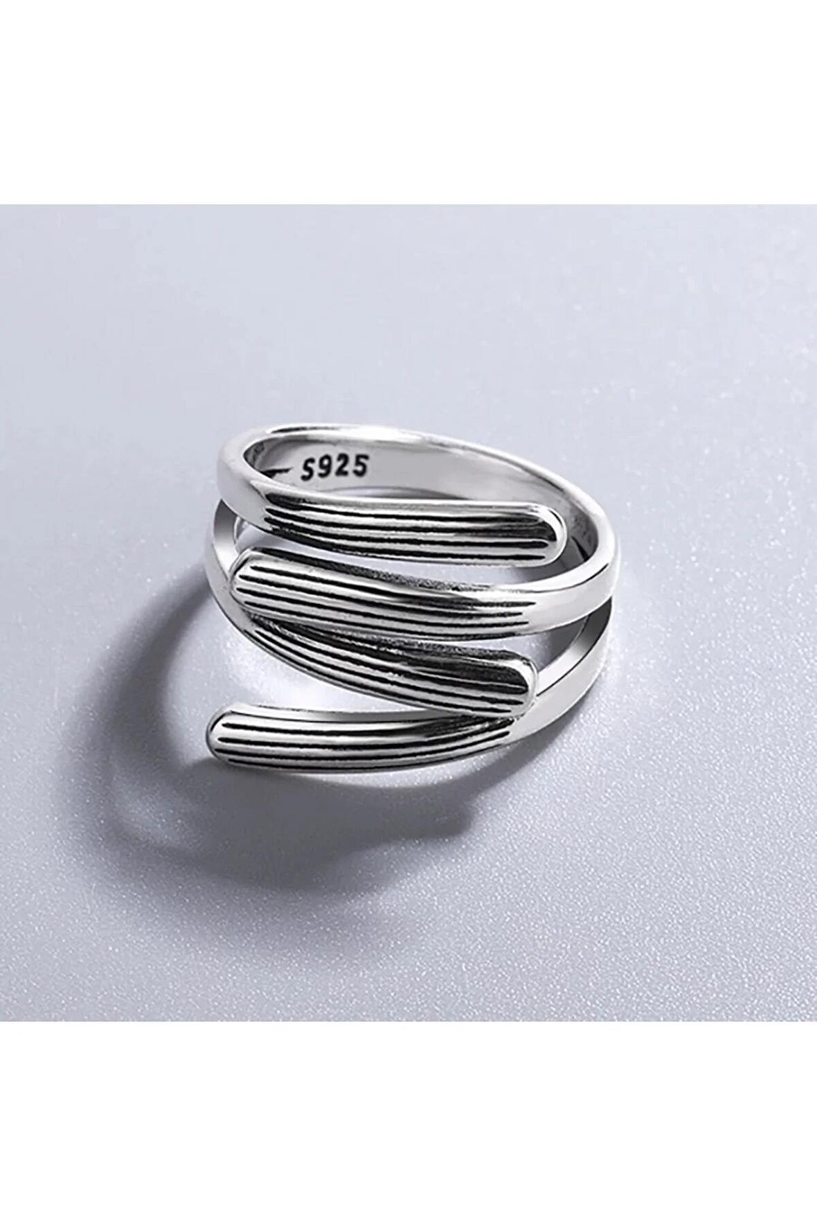 925 Ayar Gümüş Ayarlanabilir Bohem Tarz Minimal Yüzük