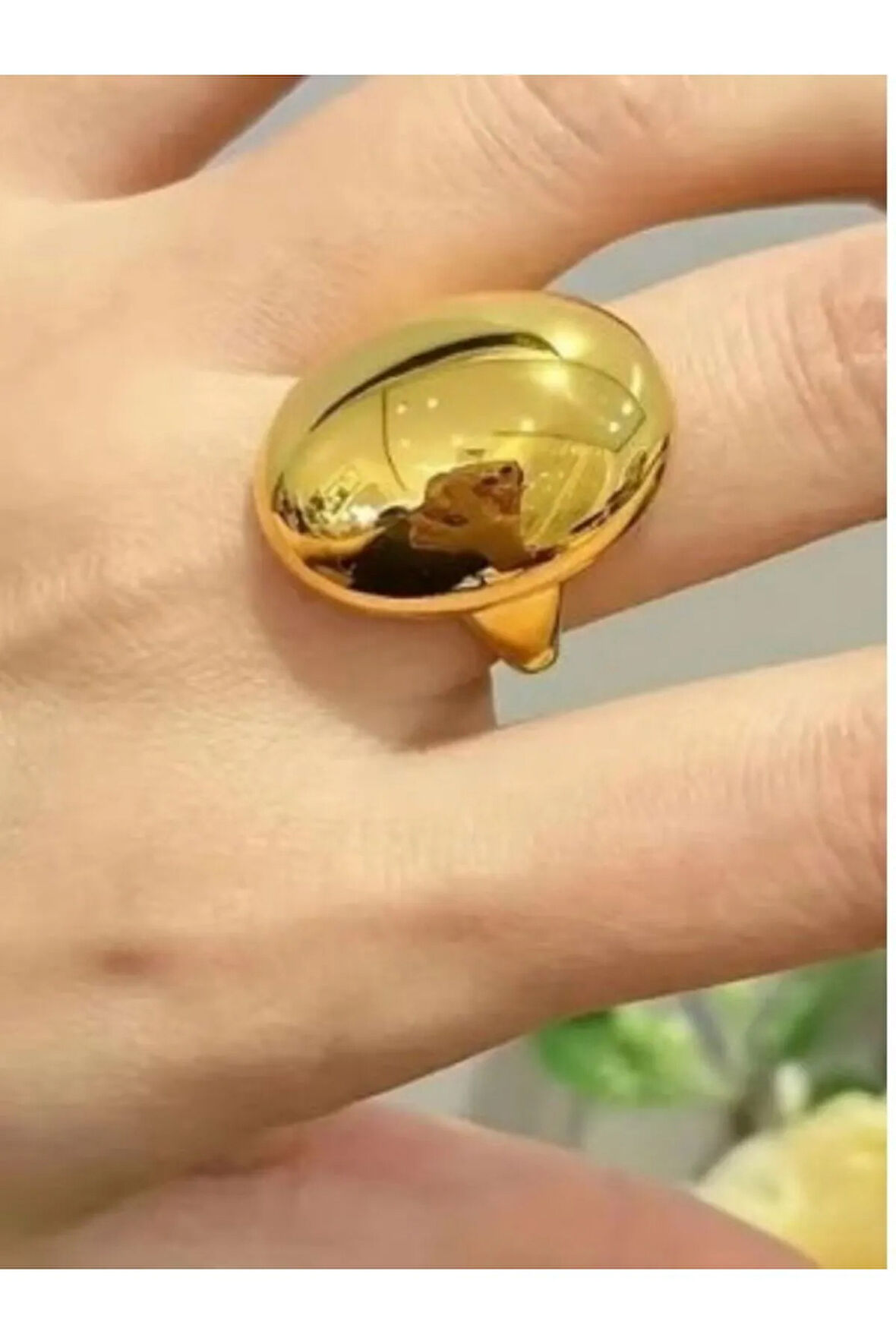 Oval Ayarlanablir Golda Renk Çelik Yüzük