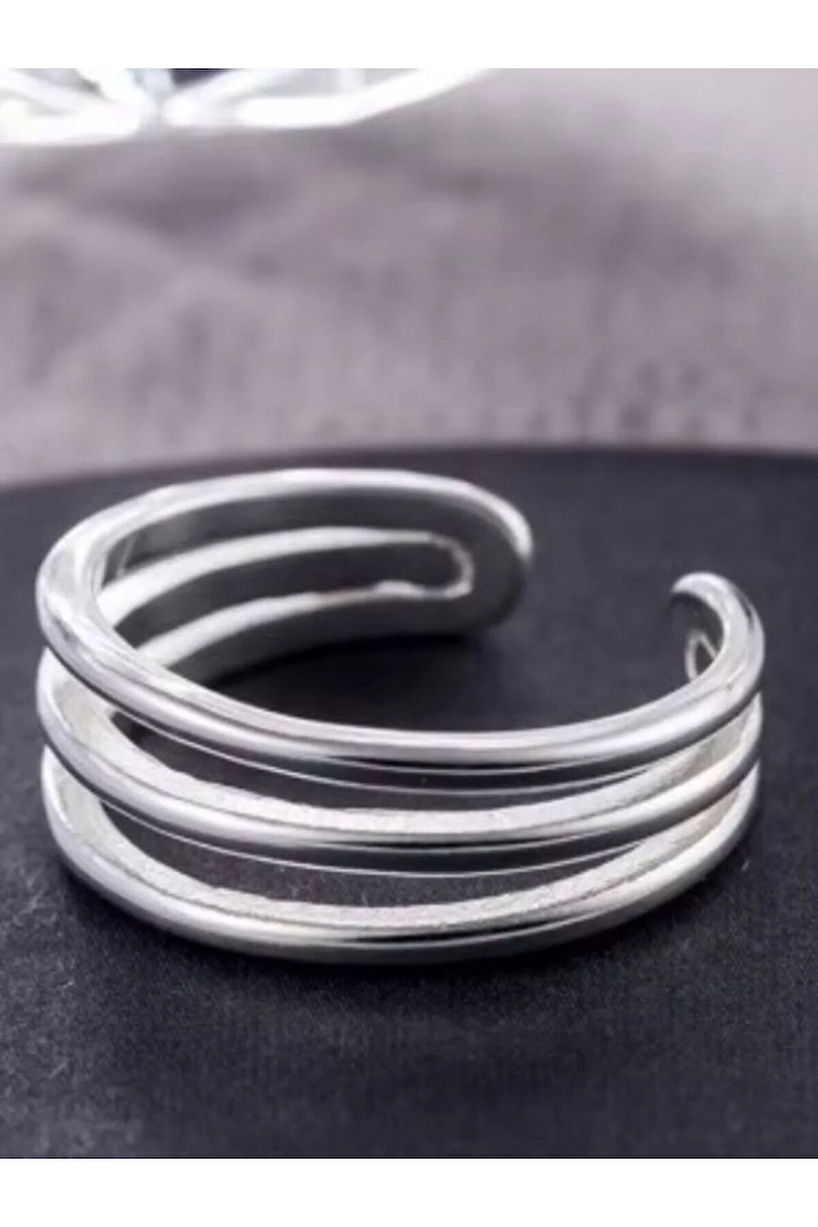 925 Ayar Gümüş Ayarlanabilir Üç Katmanlı Yüzük